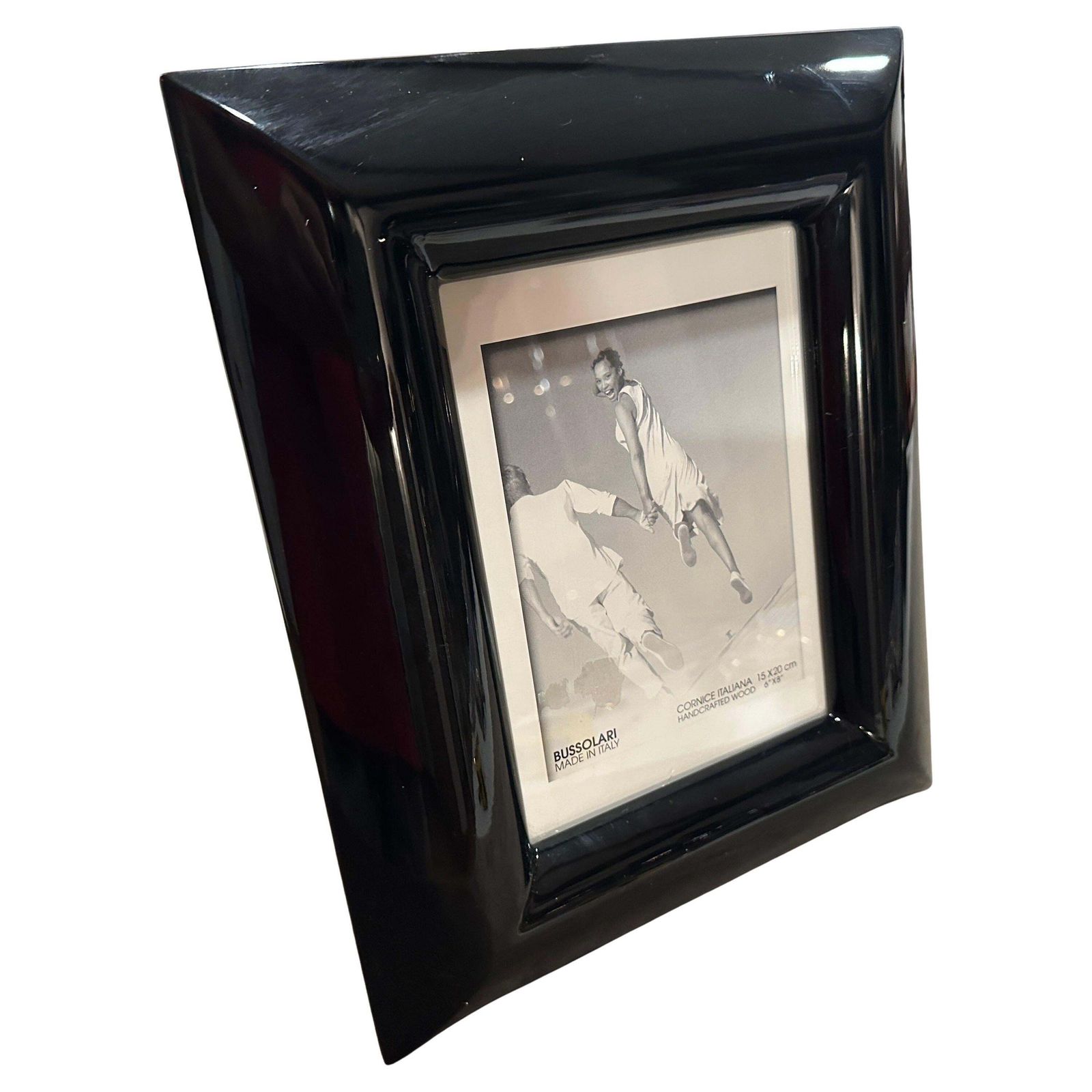 1990s Modern Black Lacquered Wood Italian Picture Frame By Bussolari