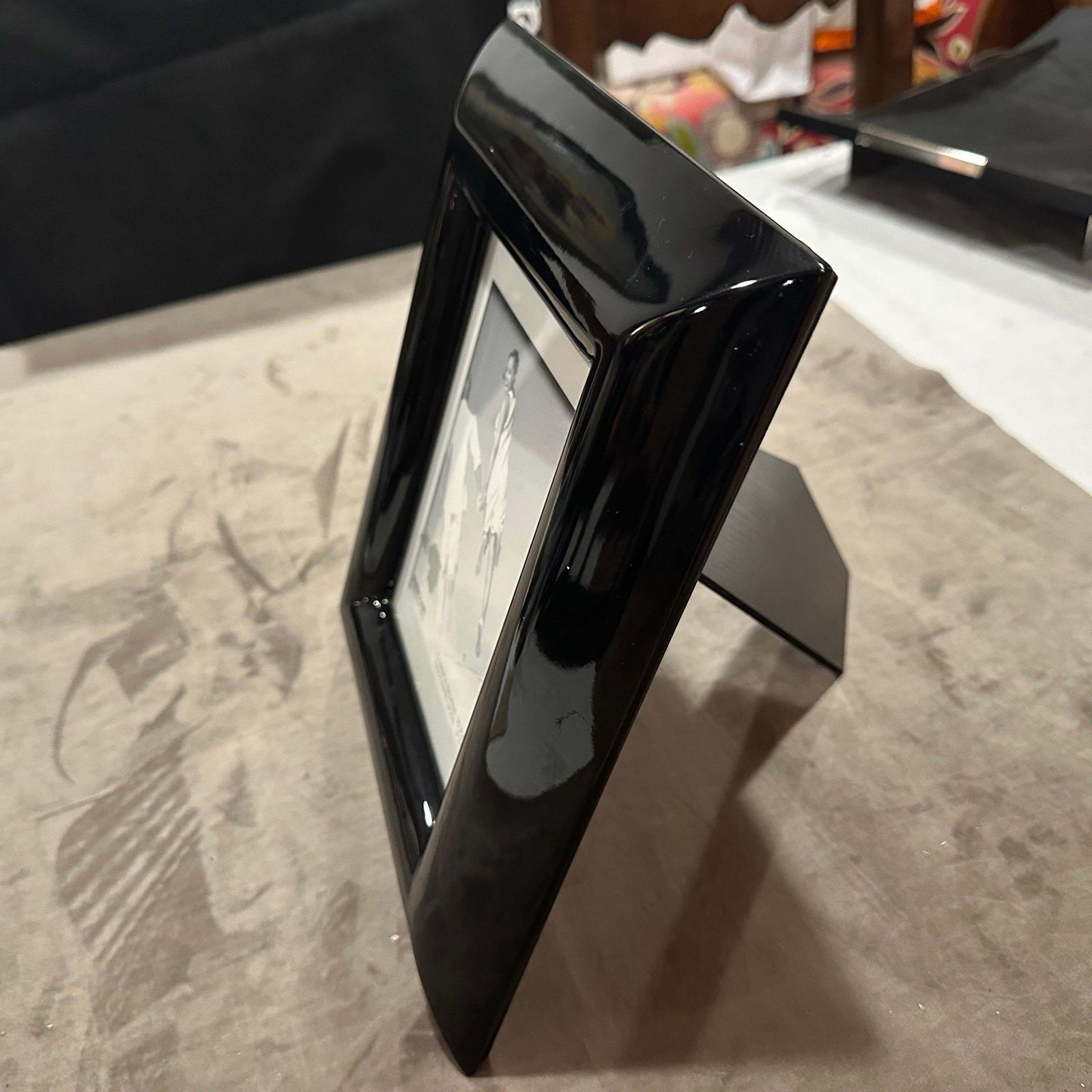 photo for sale 1990s Modern Black Lacquered Wood Italian Picture Frame By Bussolari