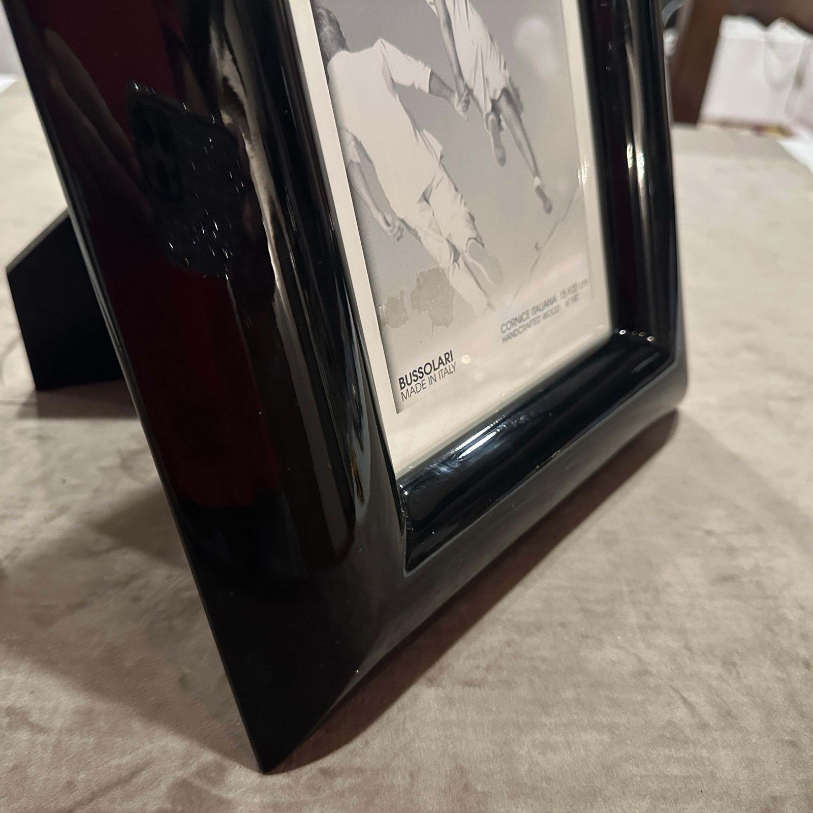 photo vinterior 1990s Modern Black Lacquered Wood Italian Picture Frame By Bussolari
