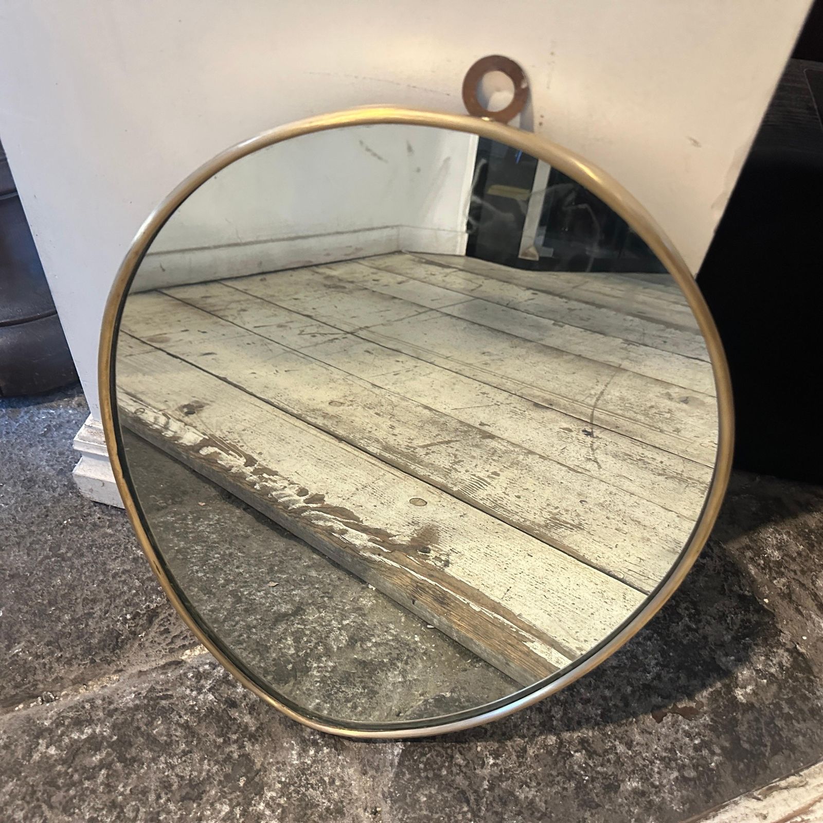 1950s Giò Ponti Style Mid Century Modern Brass Italian Oval Wall Mirror photo 779.0