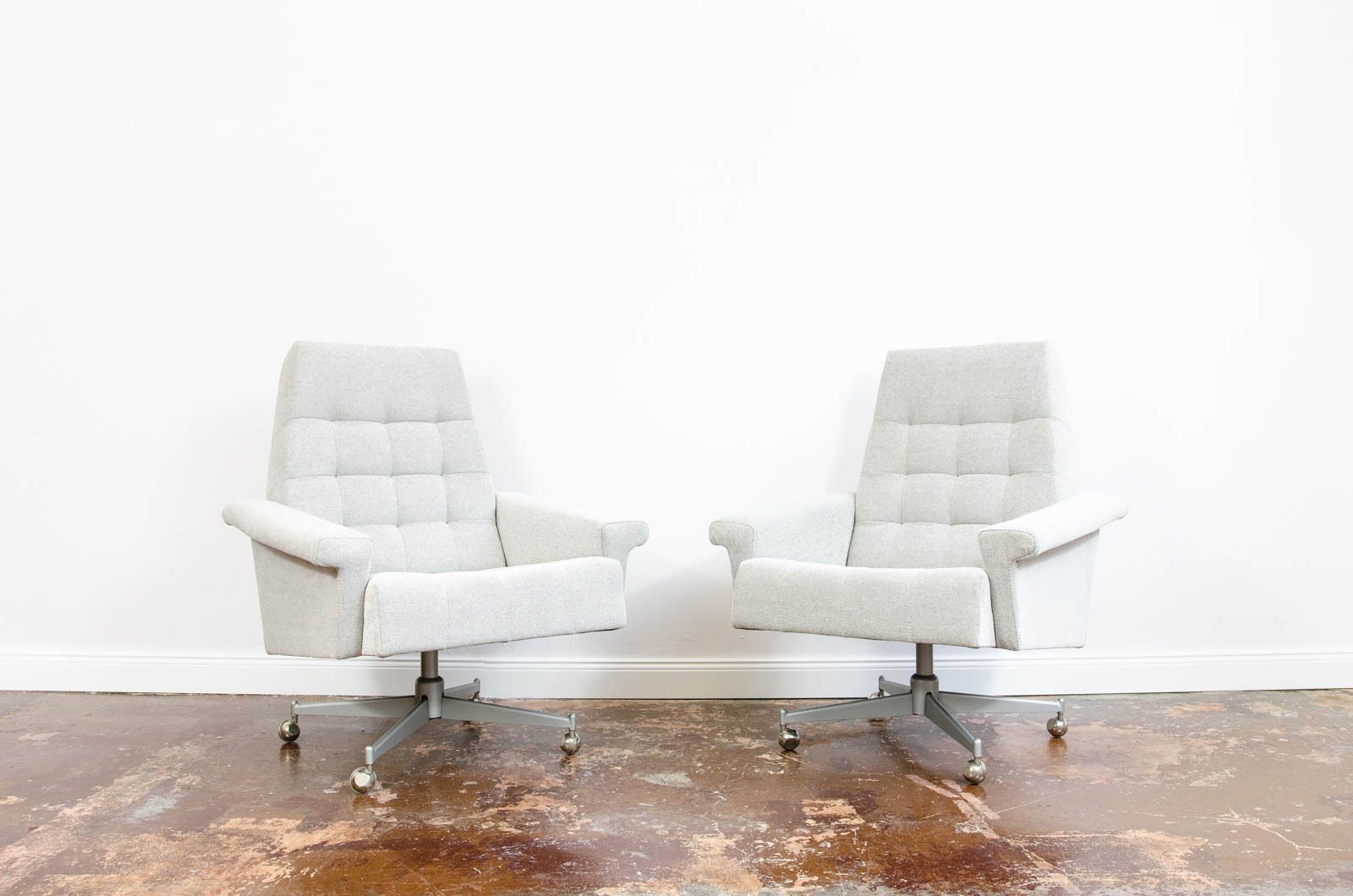 photo for sale Modernist Armchairs From Up Závody On Metal Wheels, Czechoslovakia, 1970, Set Of 2