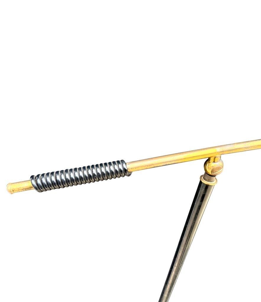 photo for sale An Italian 1960s Black Enamel, Brass And Marble Adjustable Floor Lamp By Stilux