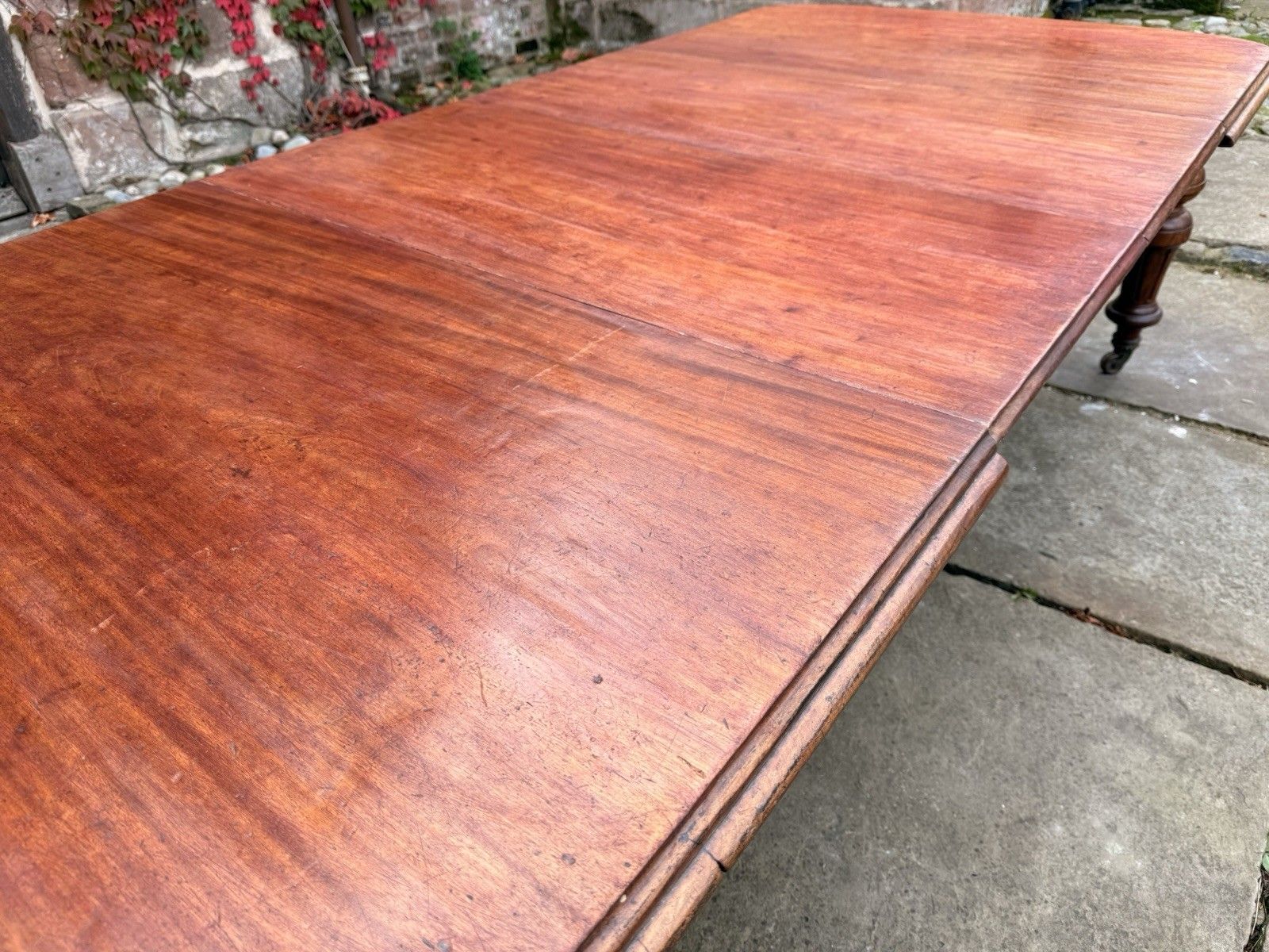 Original English Rustic Antique Mahogany Wind Out Dining Table C1850 Seats 12 photo for sale