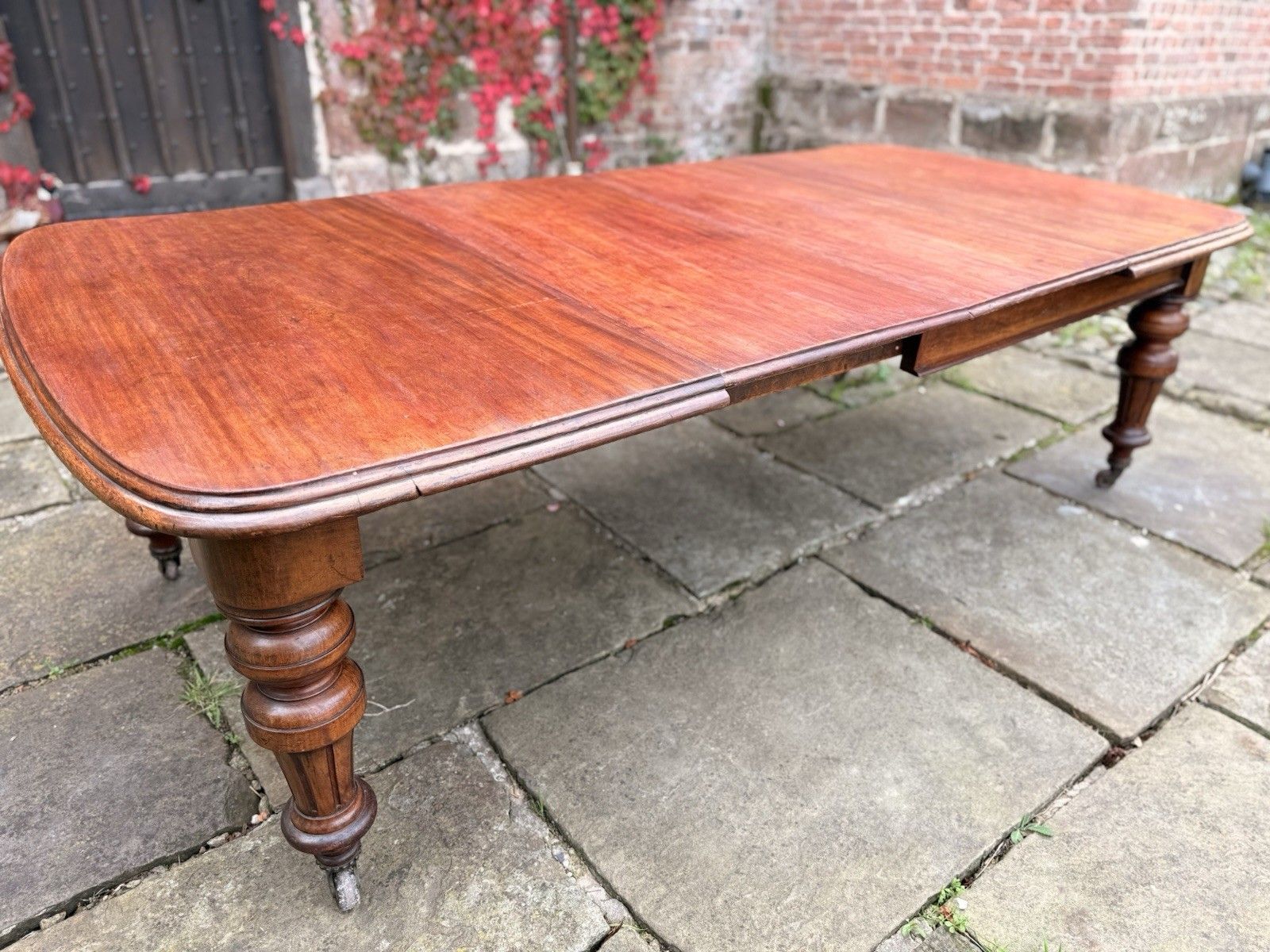 Original English Rustic Antique Mahogany Wind Out Dining Table C1850 Seats 12 photo 1399.0