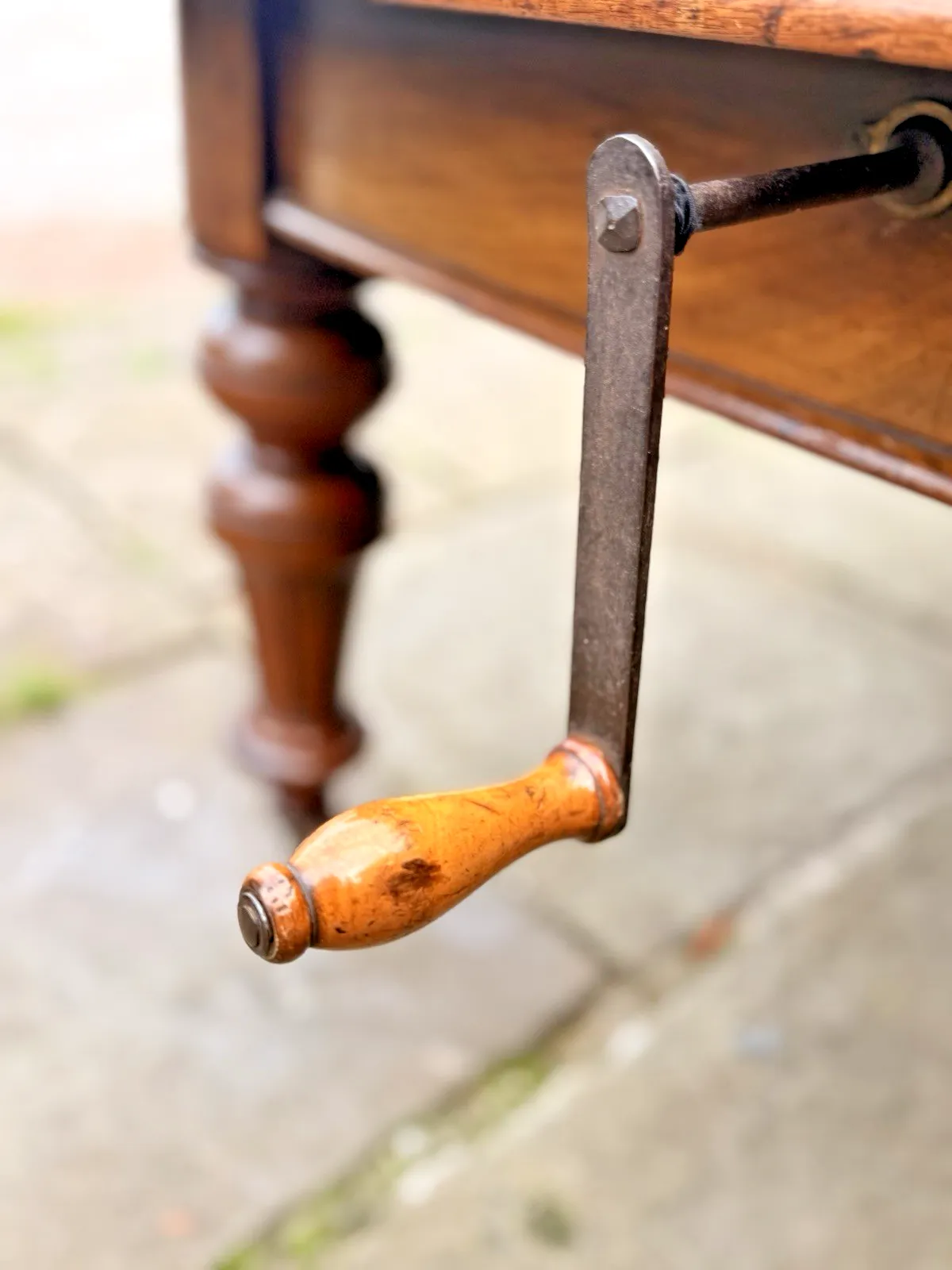 photo furniture Original English Rustic Antique Mahogany Wind Out Dining Table C1850 Seats 12
