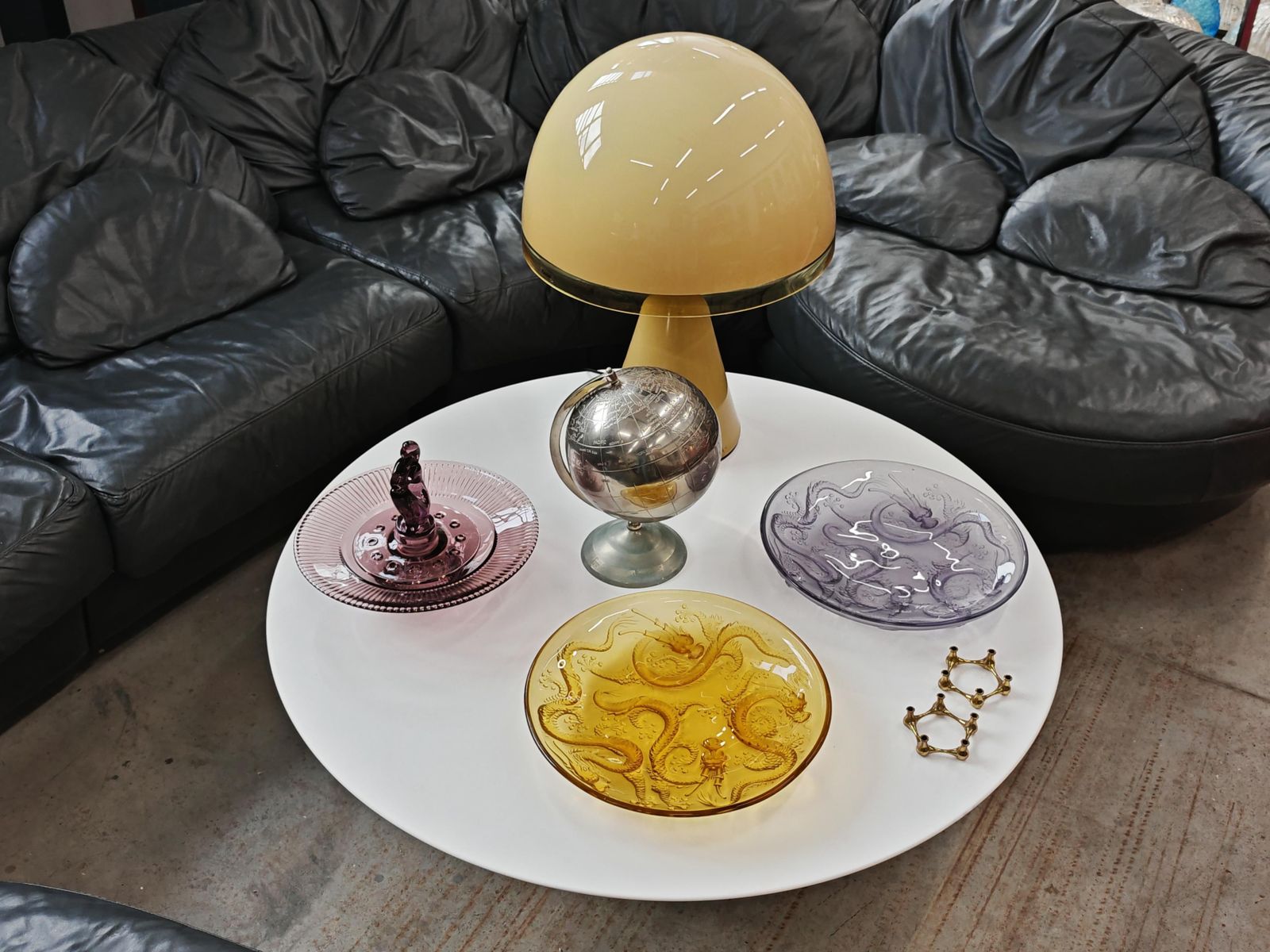 Art Deco Golden Dragon Glass Centerpiece Or Bowl Designed By Josef Inwald, 1930s photo vintage