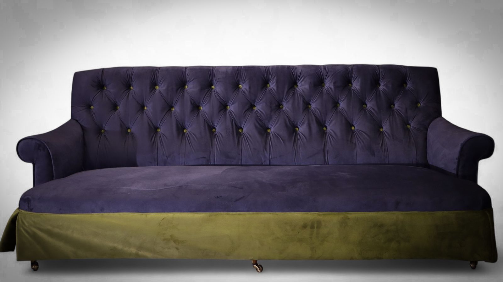 Stunning George Smith Bulgari Large 2 Seater Sofa Blue Olive Green Rrp £10000
