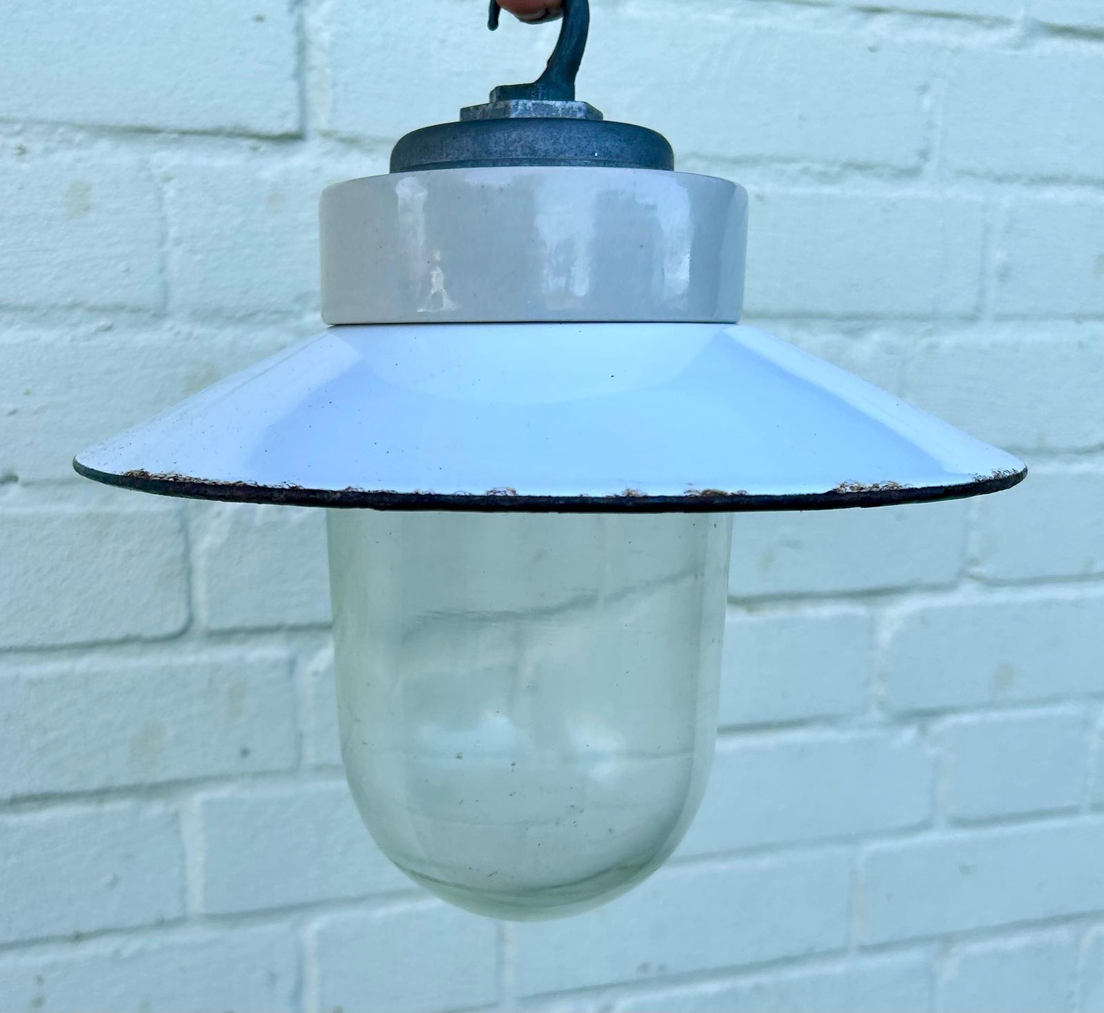 Enamel Industrial Pendant Lamp Grey Retro Antique Light Lighting Mancave Vintage Porch Lantern Kitchen Dining Indoor Outdoor photo Lighting