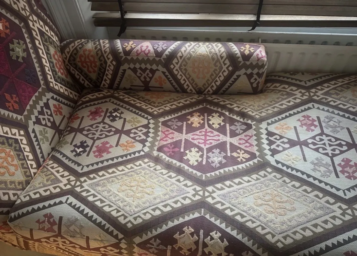 Bohemian Mid Century 2 Piece Chaise Longue – Kilim Style Modular Sofa photo buy