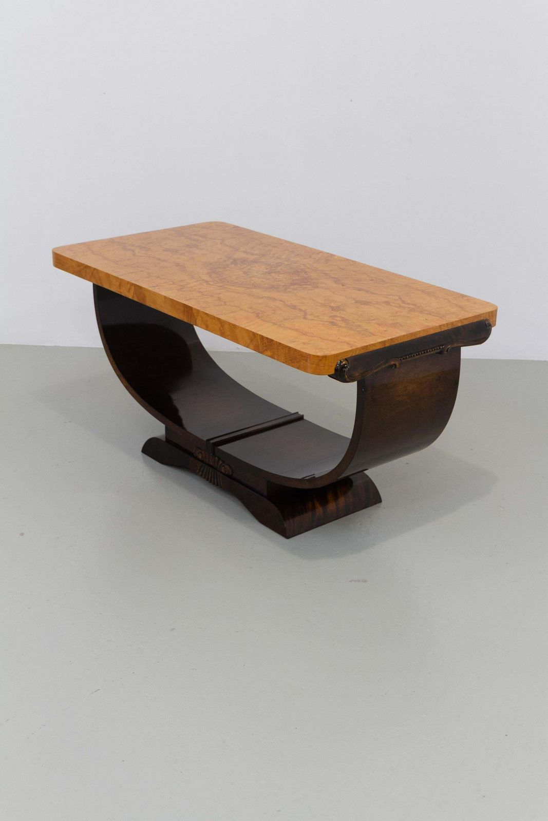Norwegian Art Deco Burl Console Or Coffee Table By Aase Dreieri, 1930s. photo vintage
