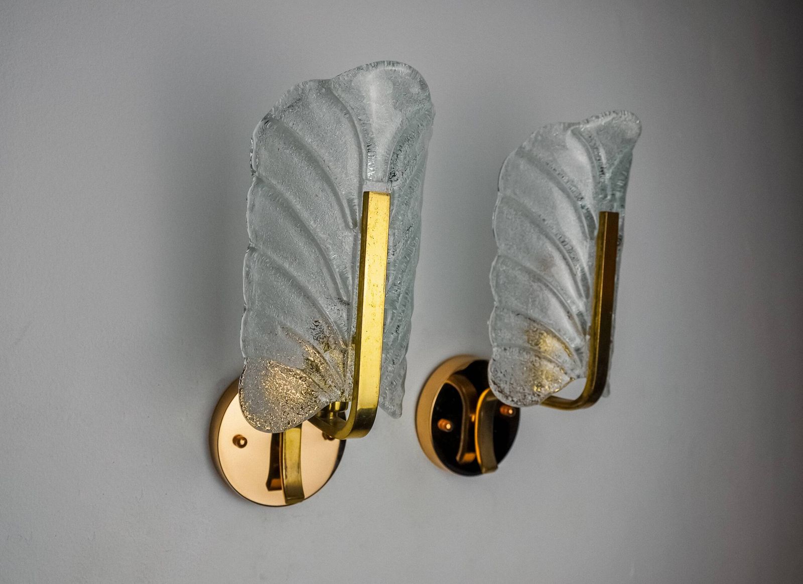 Pair Of "Leaf" Sconces By Carl Fagerlund, Murano Glass, Germany, 1970 photo Lighting