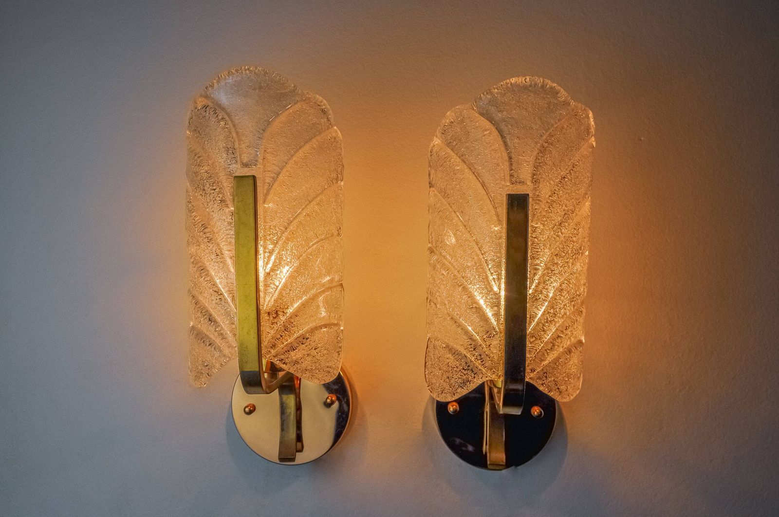 Pair Of "Leaf" Sconces By Carl Fagerlund, Murano Glass, Germany, 1970 photo vintage