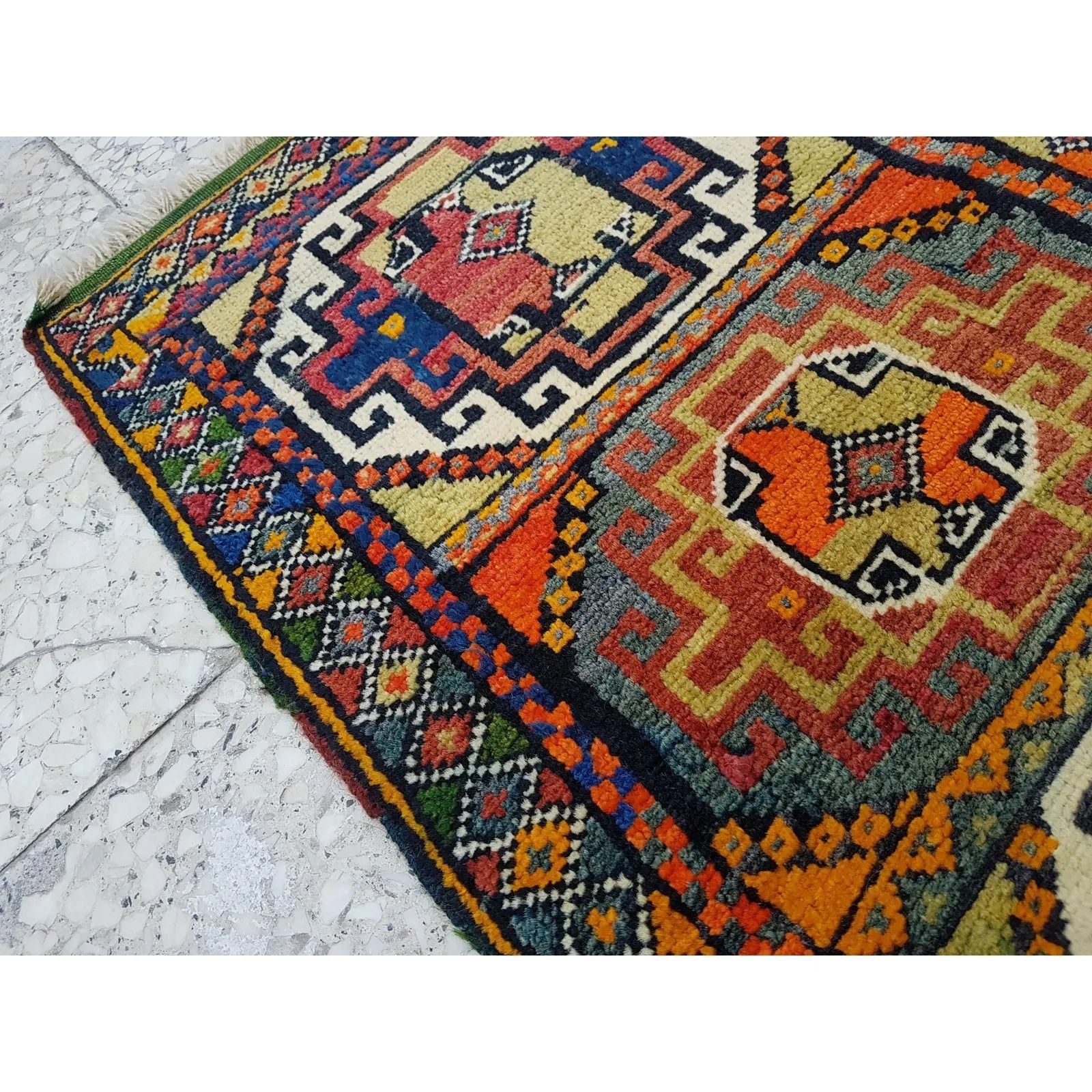 Distressed Turkish Yastik Petite Rug Hand Knotted Faded Mat 1'10" X 3'3" photo furniture