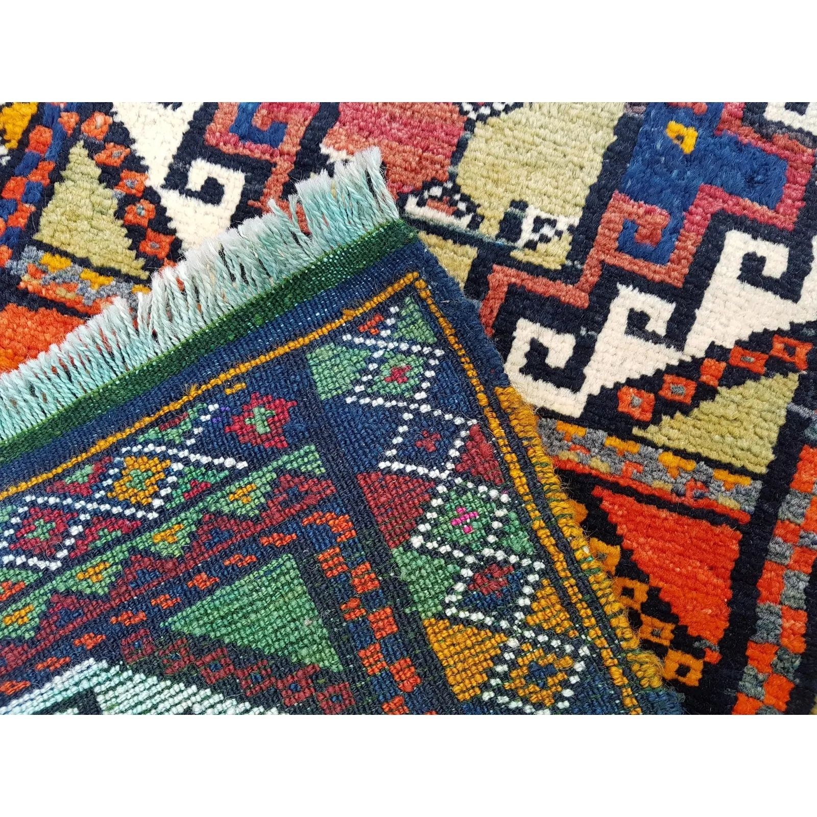 photo furniture Distressed Turkish Yastik Petite Rug Hand Knotted Faded Mat 1'10" X 3'3"
