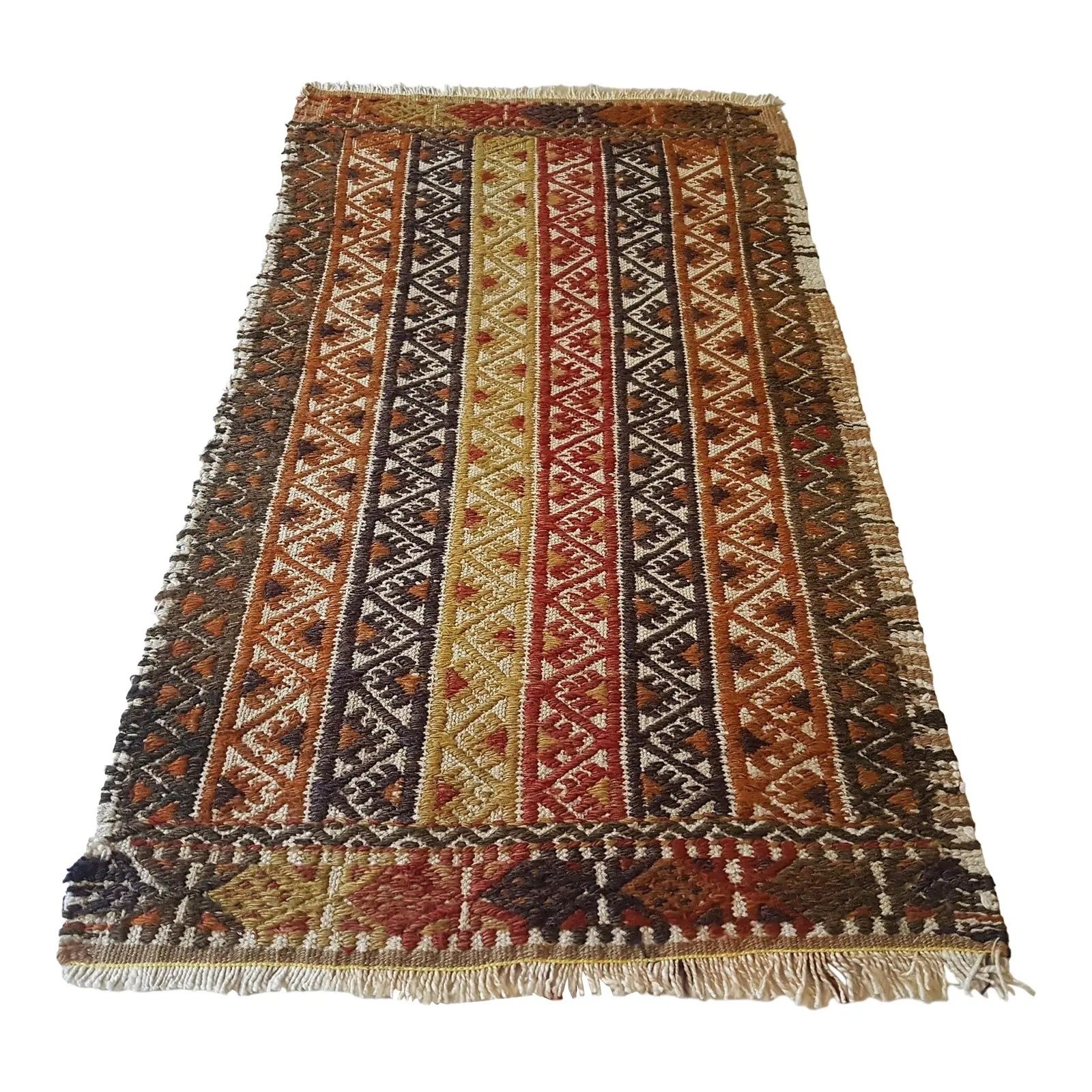 1970s Turkish Oushak Kilim Yastik Rug 1'7" X 2'9"