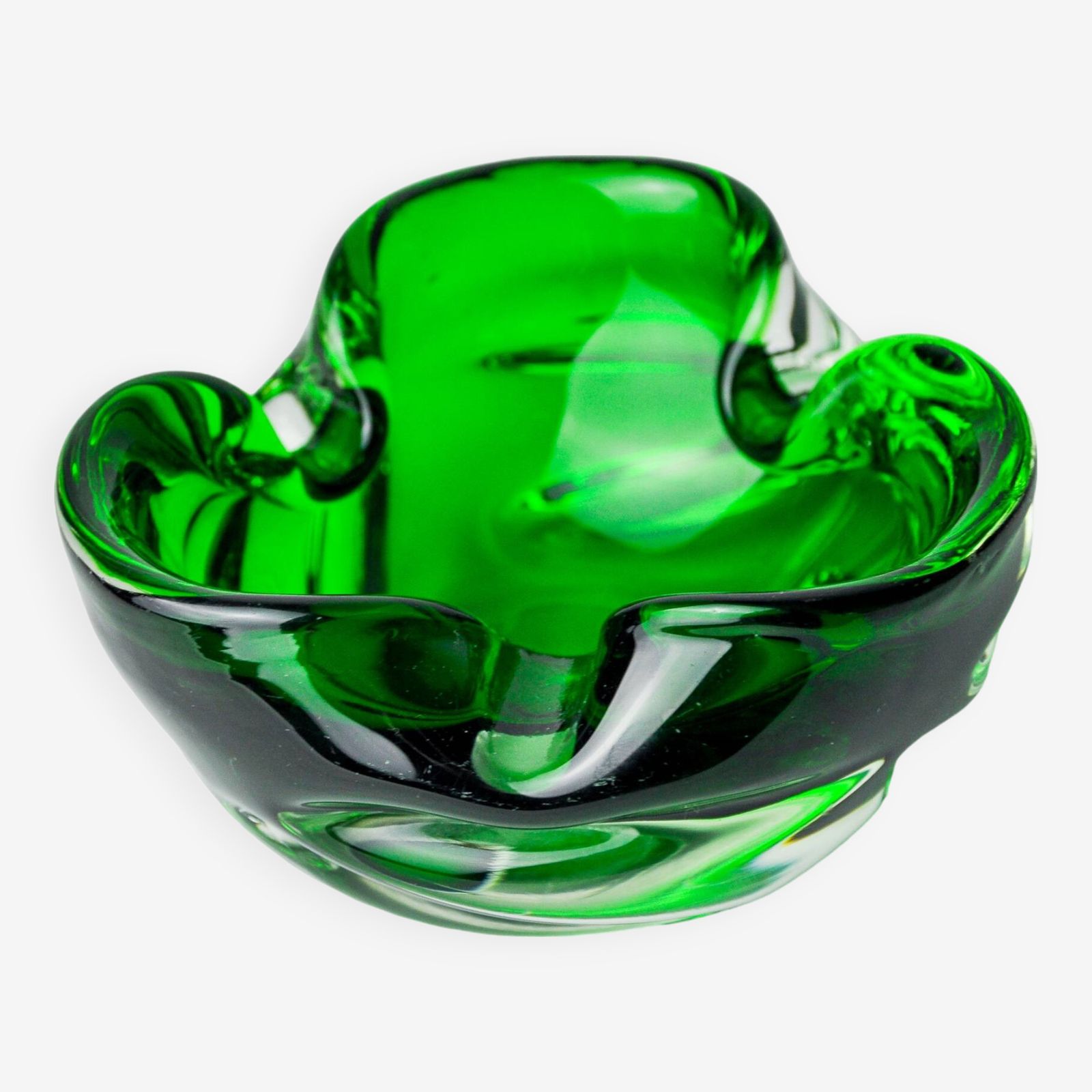 Sommerso Green Pocket Emptier By Flavio Poli For Seguso, Murano Glass, Italy, 1970