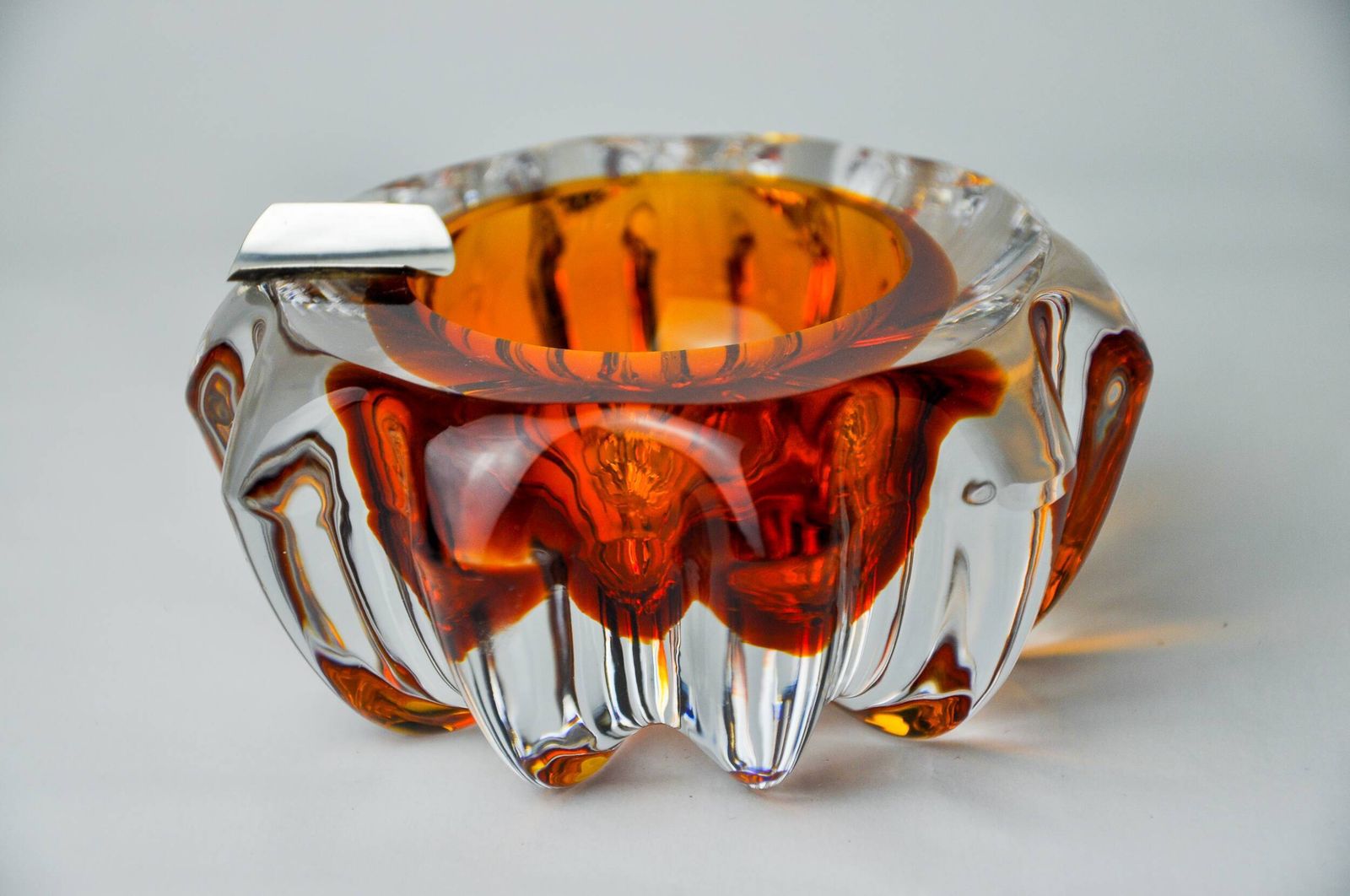 Orange Sommerso Ashtray By Seguso, Murano Glass, Italy, 1970 photo furniture