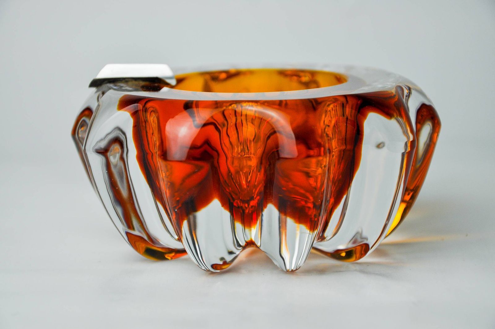 Orange Sommerso Ashtray By Seguso, Murano Glass, Italy, 1970 photo Home Decor