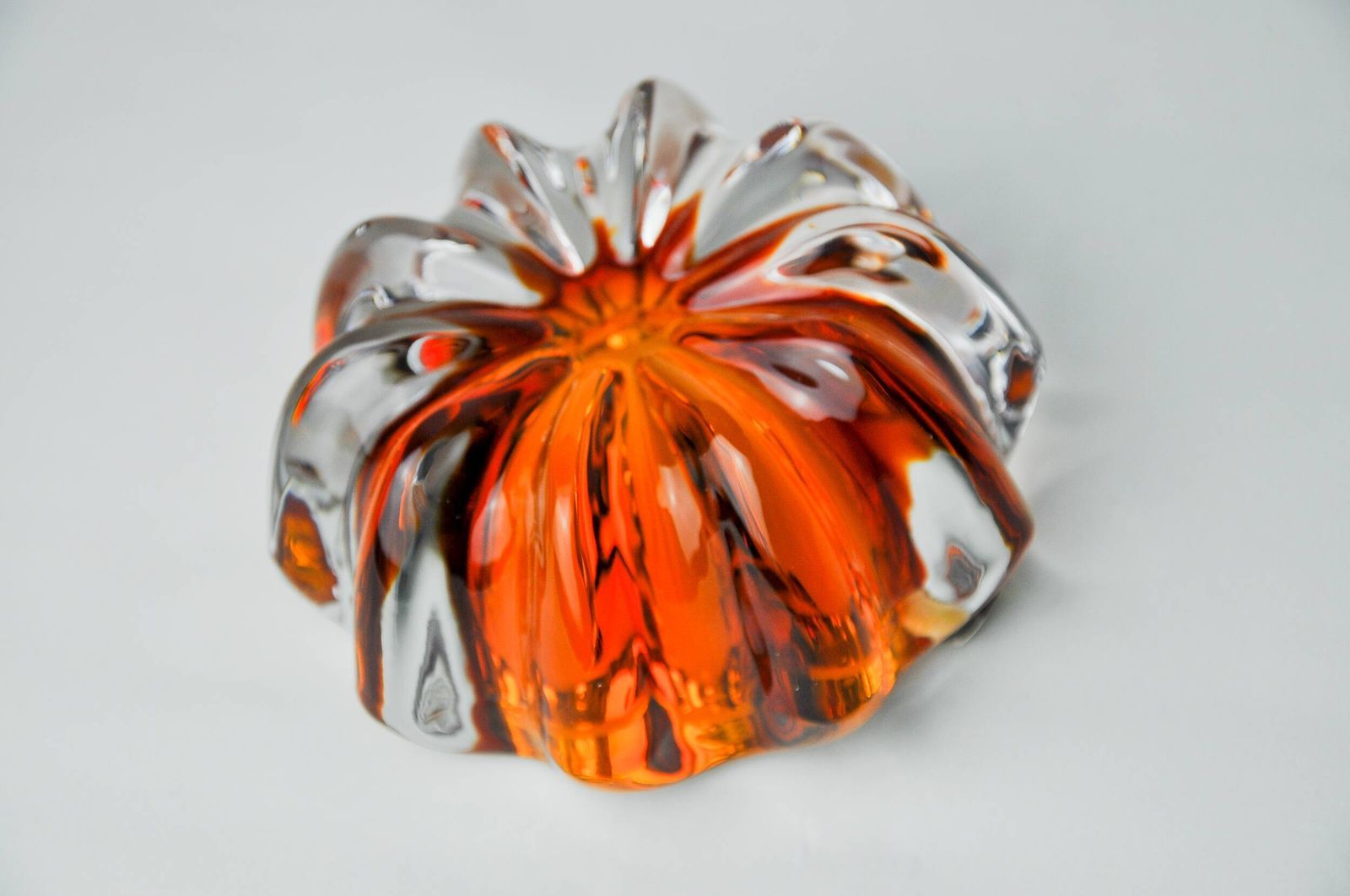 Orange Sommerso Ashtray By Seguso, Murano Glass, Italy, 1970 photo vintage
