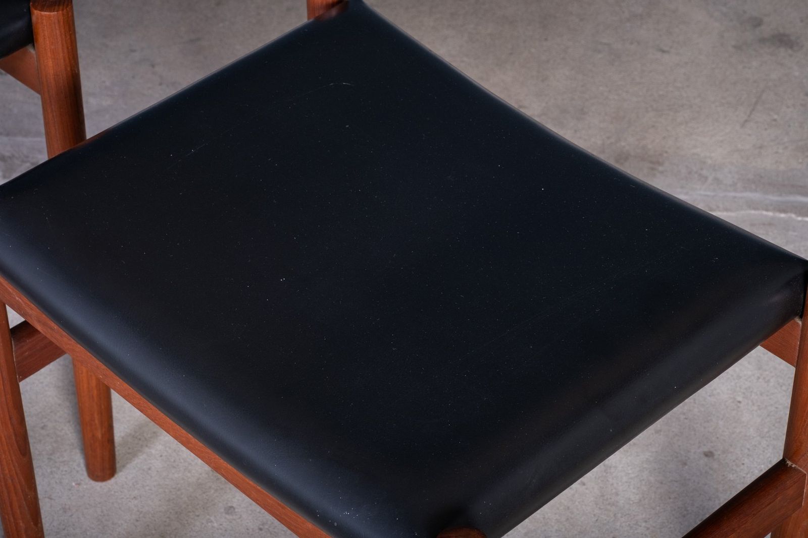 Teak Stools With Black Leather Tops From Spøttrup Møbelfabrik, 1960s, Set Of 2 photo buy
