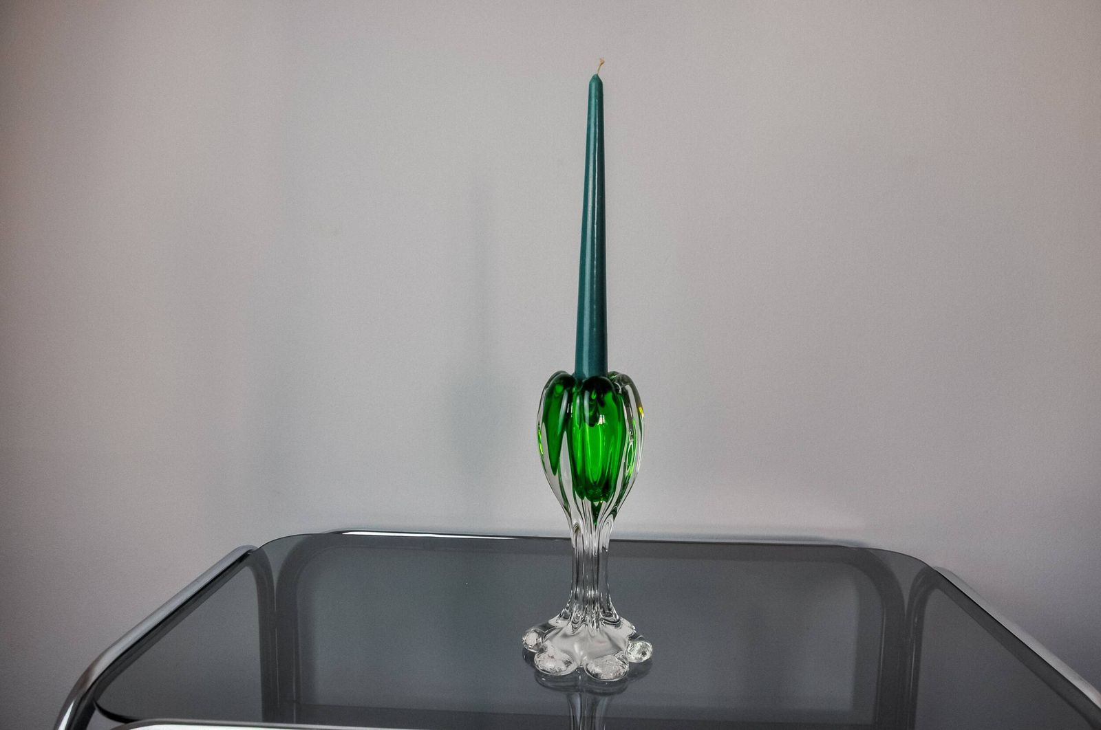 Green Sommerso Candle Holder By Flavio Poli For Seguso, Murano Glass, Italy, 1970 photo furniture