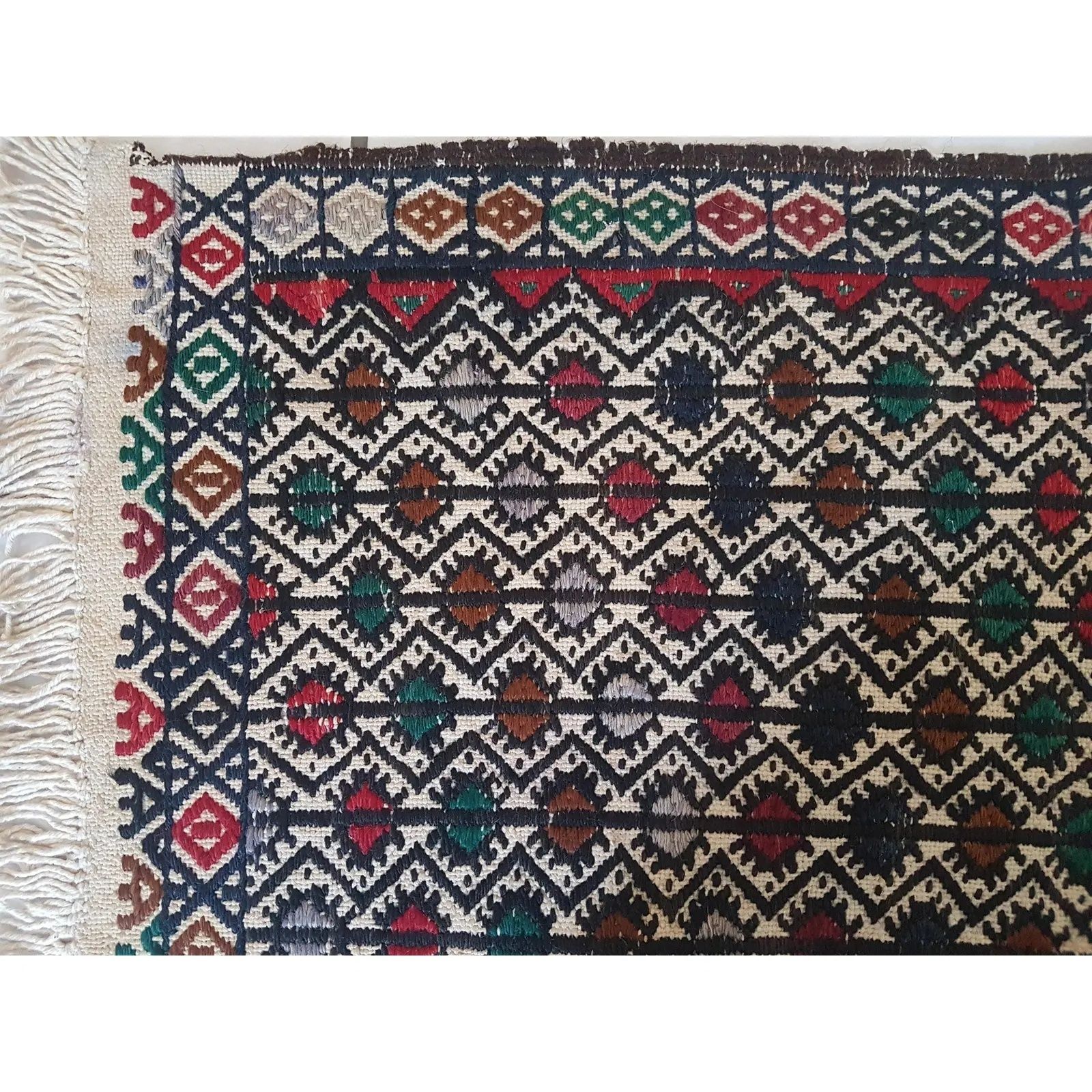 1970s Vintage Turkish Kilim Yastik Rug 1'8" X 2'8" photo Textiles