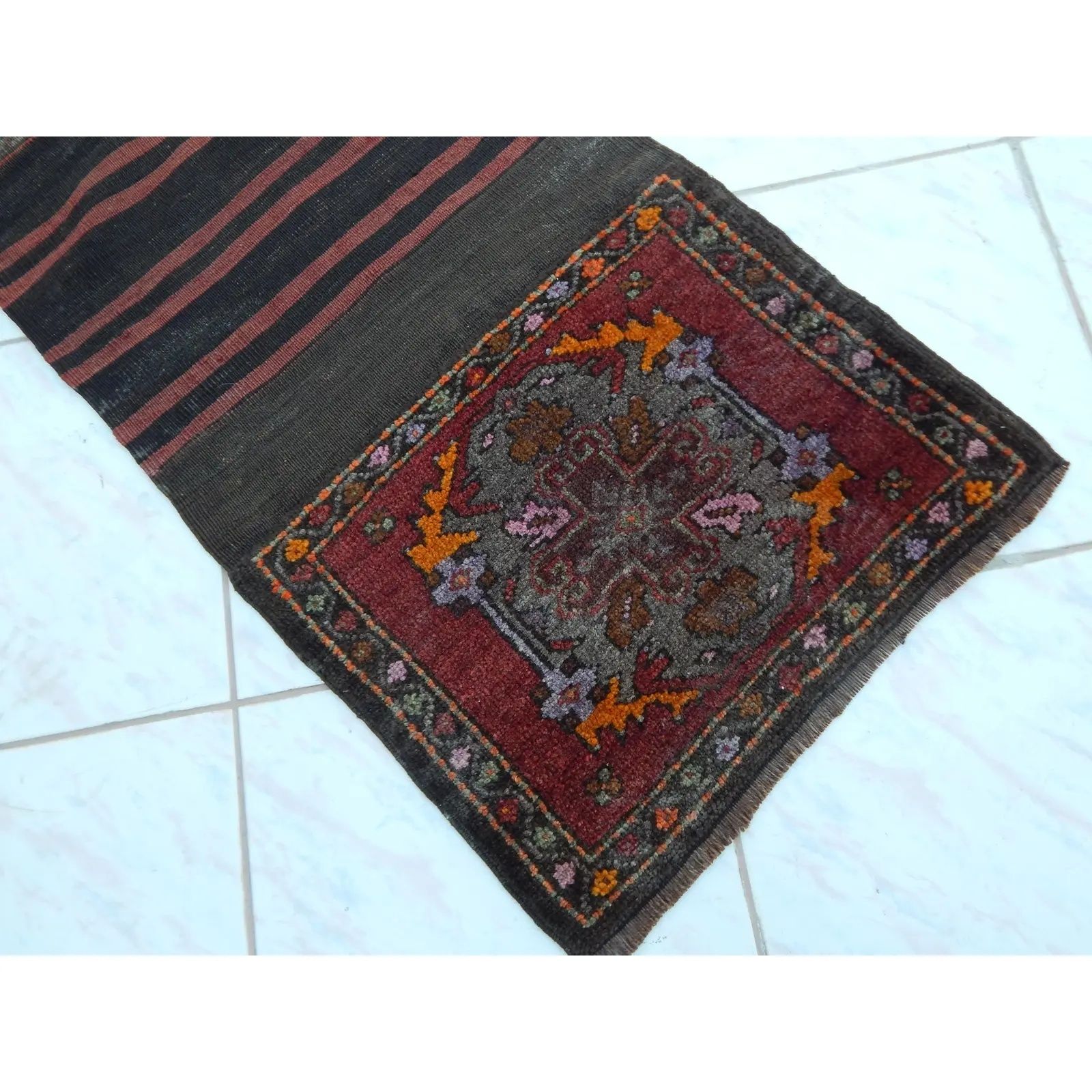 Turkish Wool Saddlebag   Runner 1'7" X 5'11" photo furniture