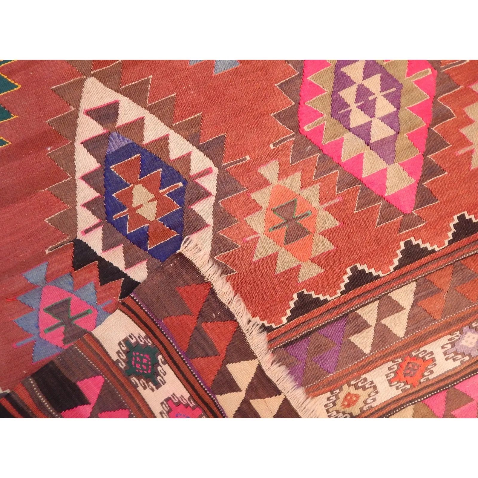 Vintage Turkish Kilim Area Rug 4'12" X 7'7" photo 950.0