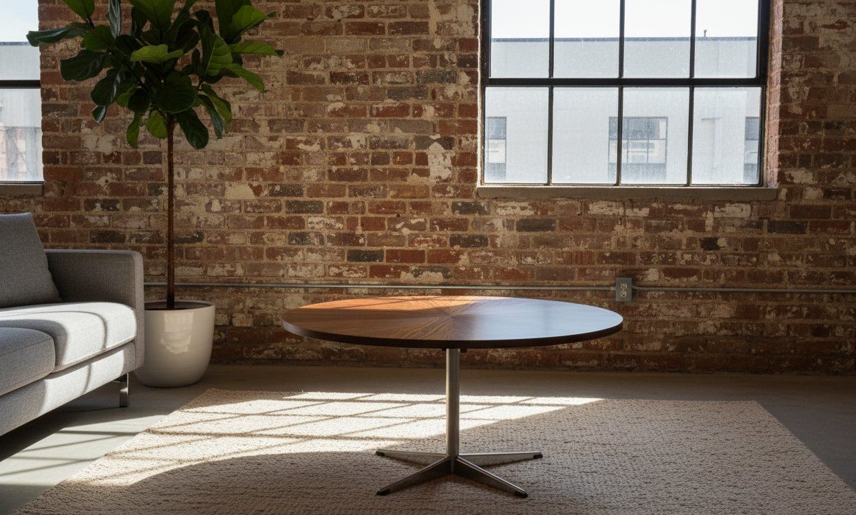Round Rosewood Coffee Table On Steel Base, Denmark, 1960s photo furniture