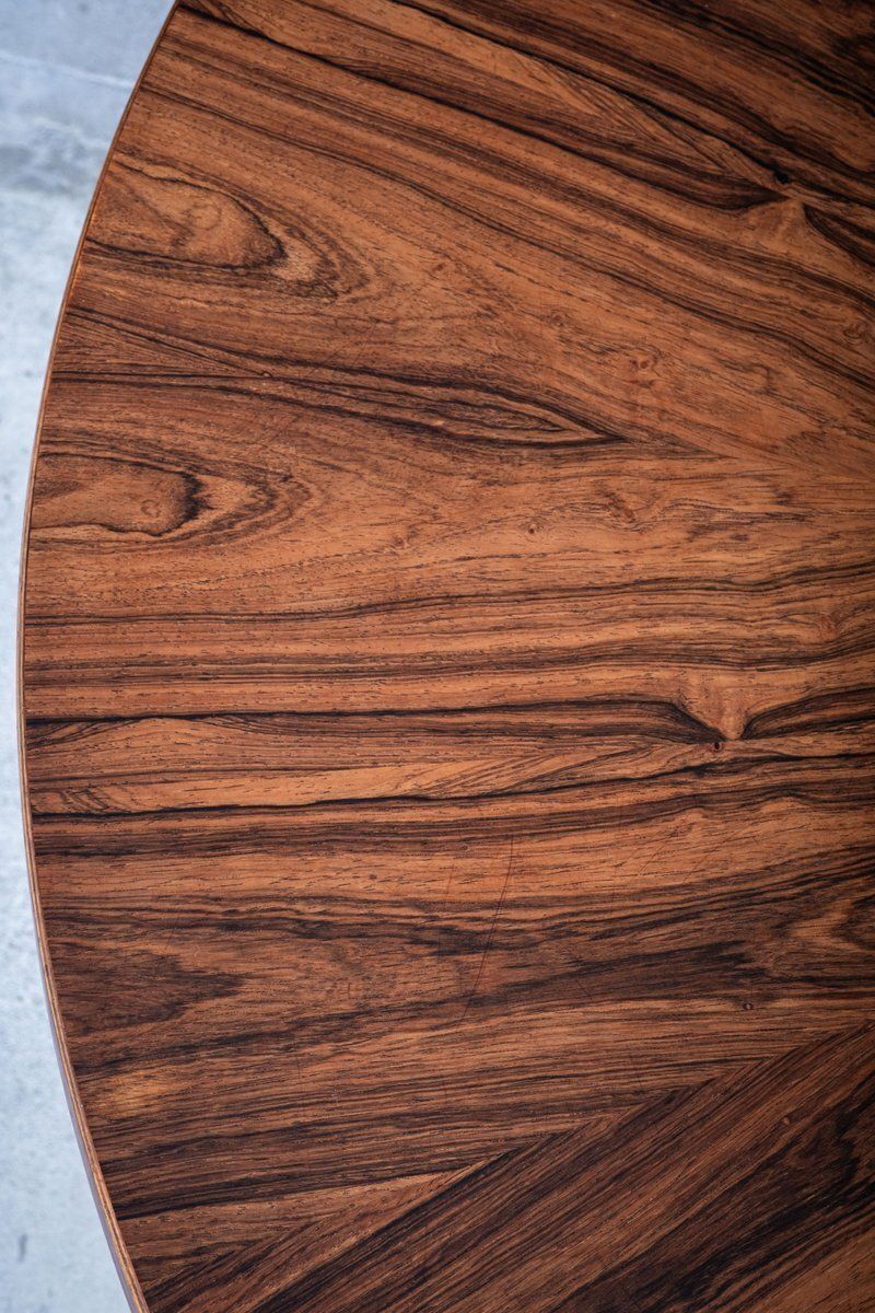 Round Rosewood Coffee Table On Steel Base, Denmark, 1960s photo vintage