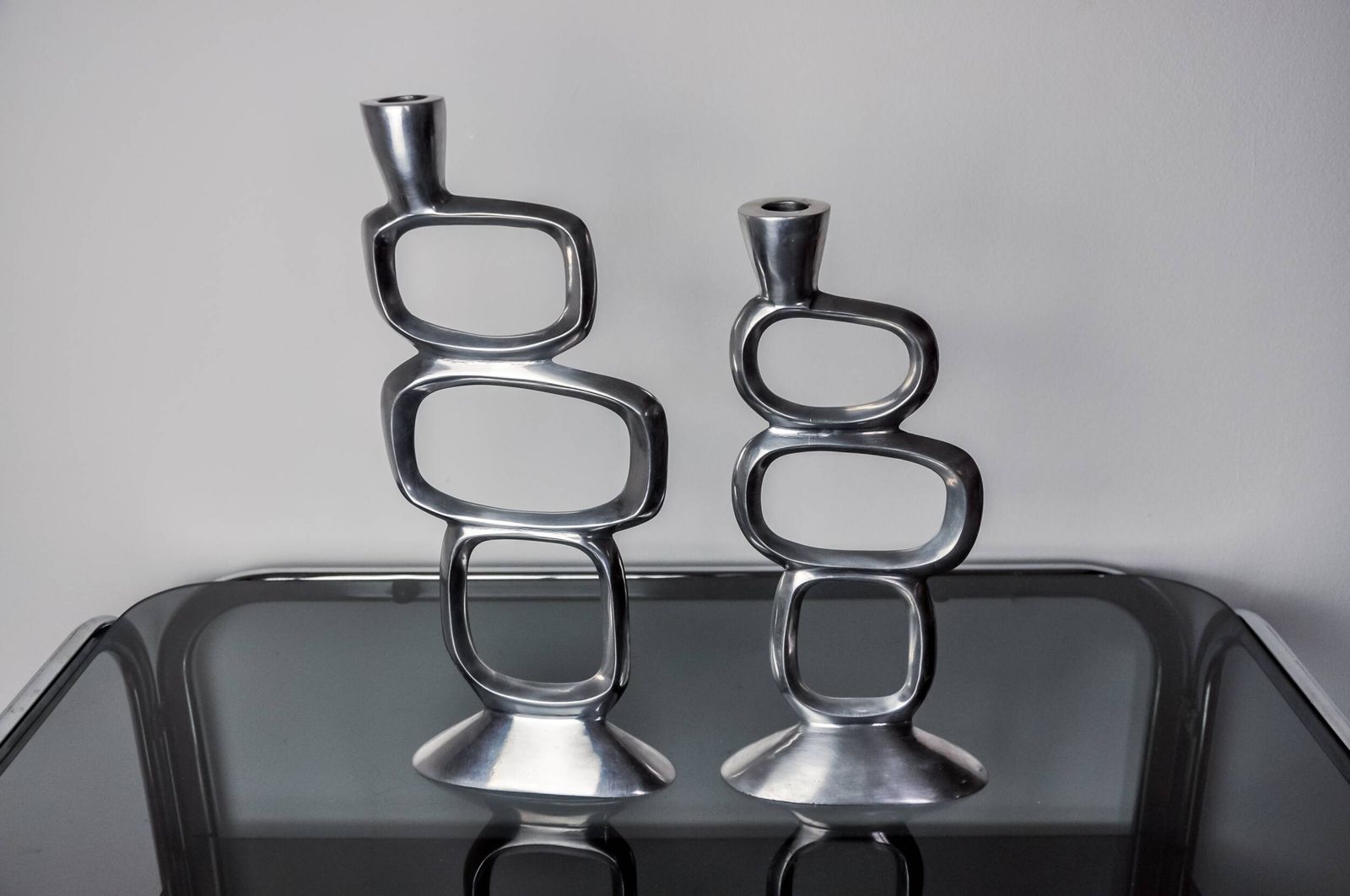 Pair Of Circle Candlesticks By Matthew Hilton, England, 1980 photo buy