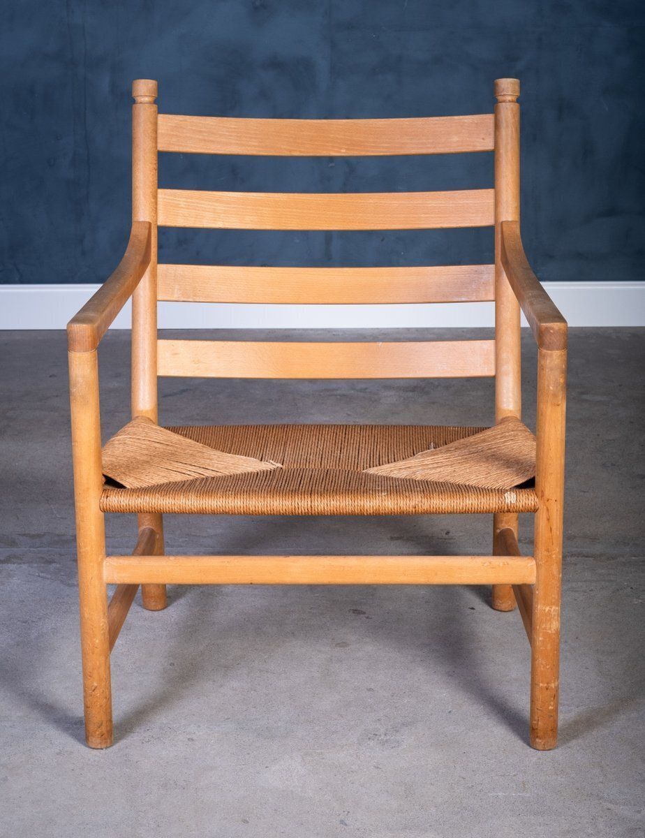 Ch44 Lounge Chair In Beuk En Naturel Papierkoord Door Hans J. Wegner Voor Carl Hansen & Søn, Ca. Jaren 1960 photo Meubels