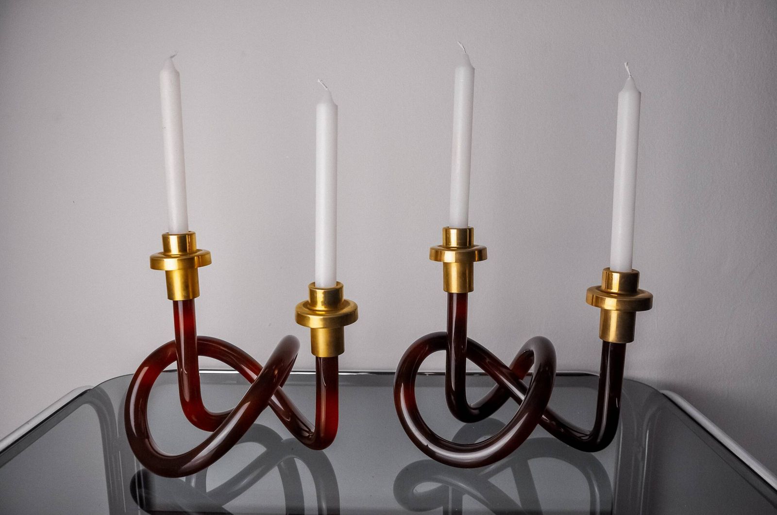 Pair Of Pretzel Candlesticks By Dorothy Thorpe In Lucite, 1970 photo furniture