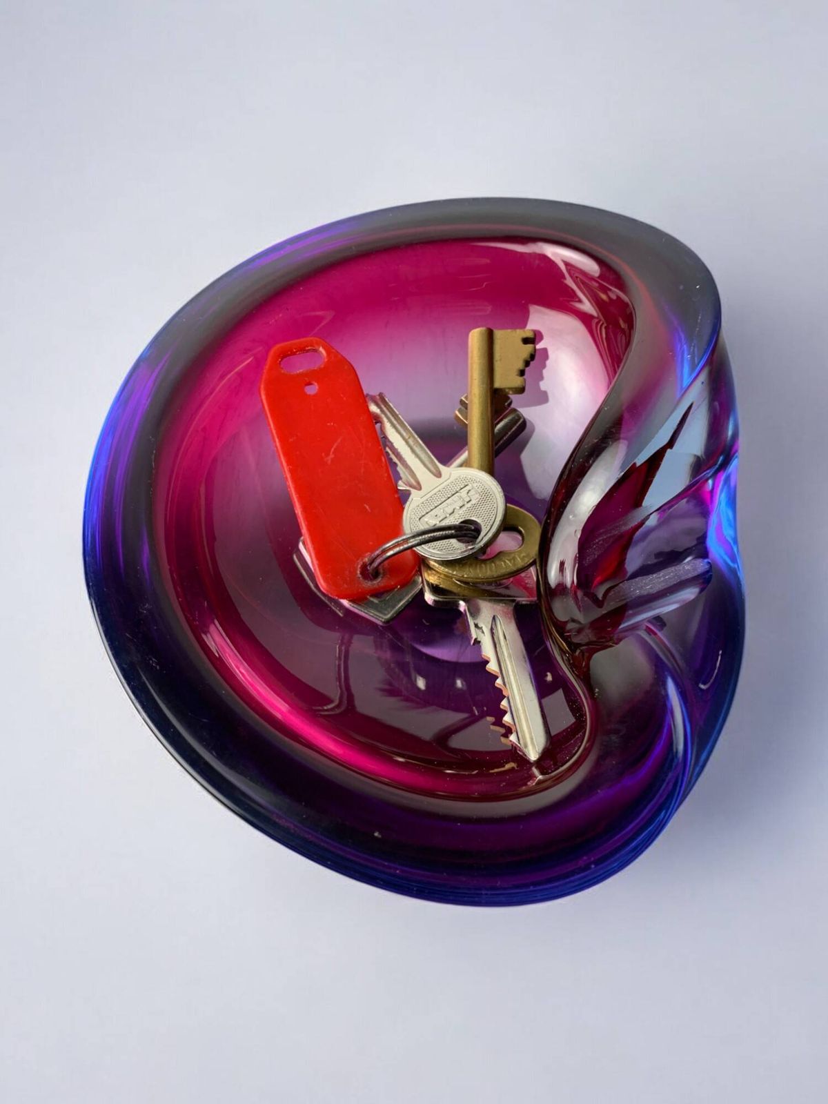 Sommerso Pink And Purple Murano Glass Tray By Flavio Poli photo for sale