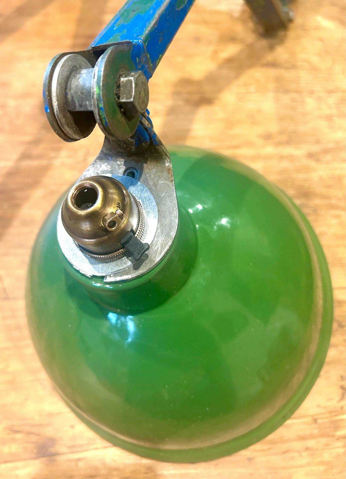 Green Twin Edl Industrial Desk Vintage Lamp Office Factory Retro Antique Light Lighting Factory Table Floor photo for sale