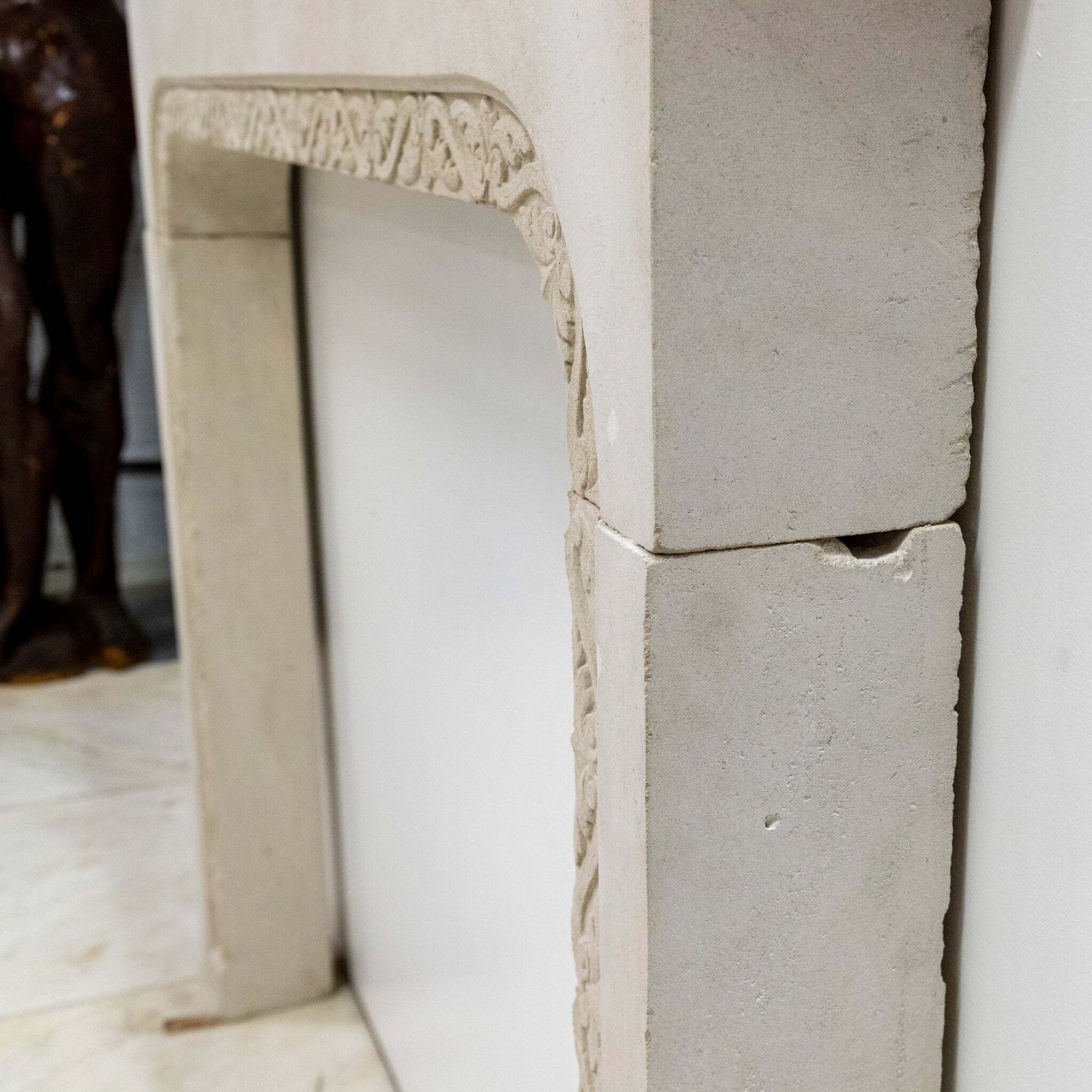 Antique Carved Stone Architectural Fireplace Surround photo vintage