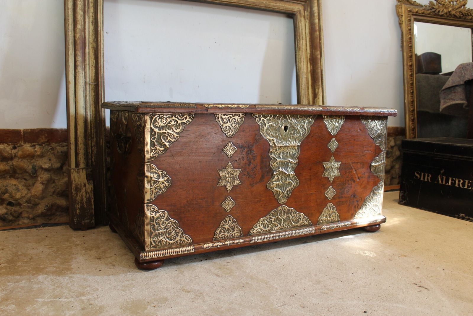 photo furniture Chest Trunk Coffer Stunning Rare Zanzibar Teak And Brass C1850