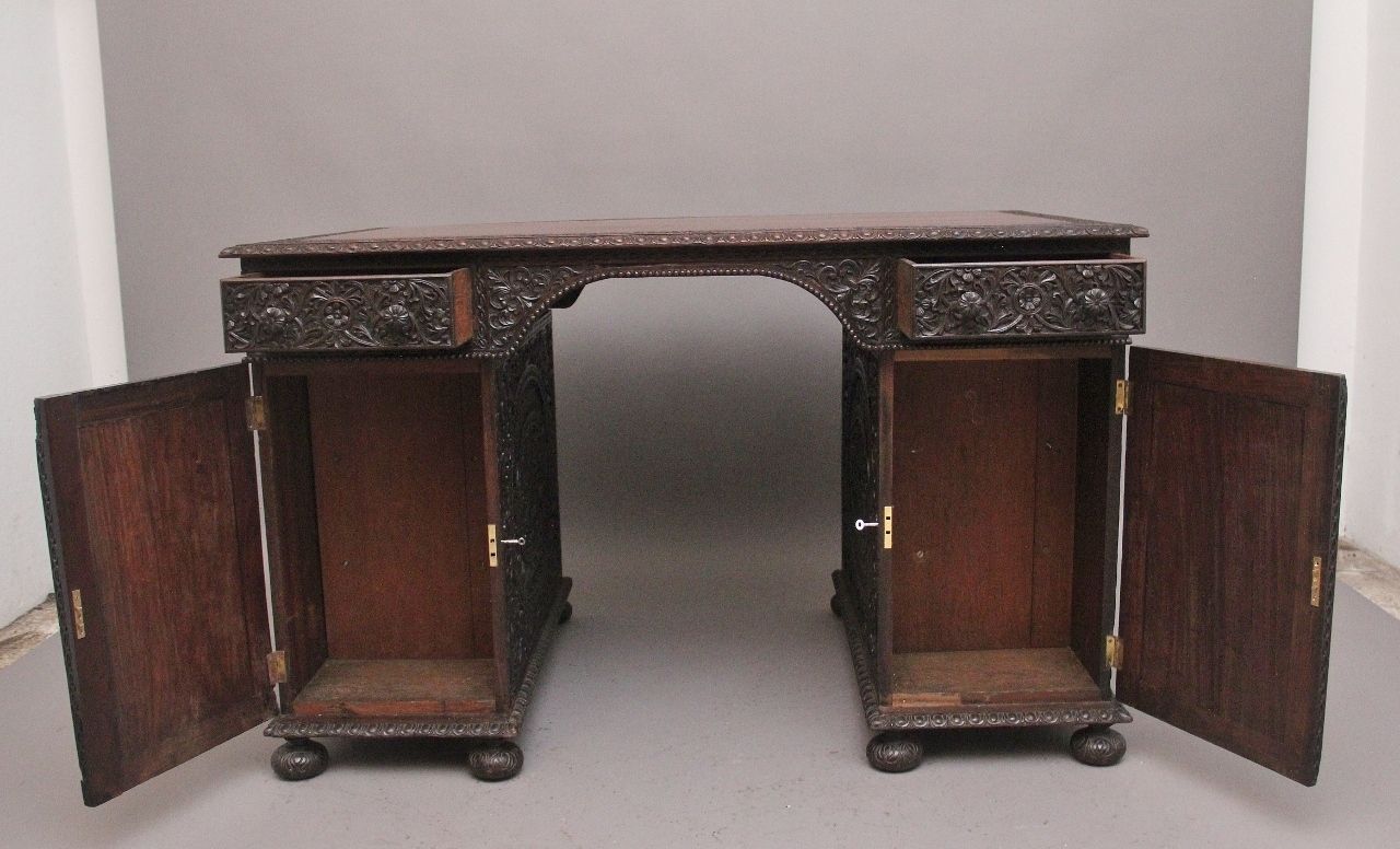 Early 19th Century Anglo Indian Carved Partners Desk photo 6350.0