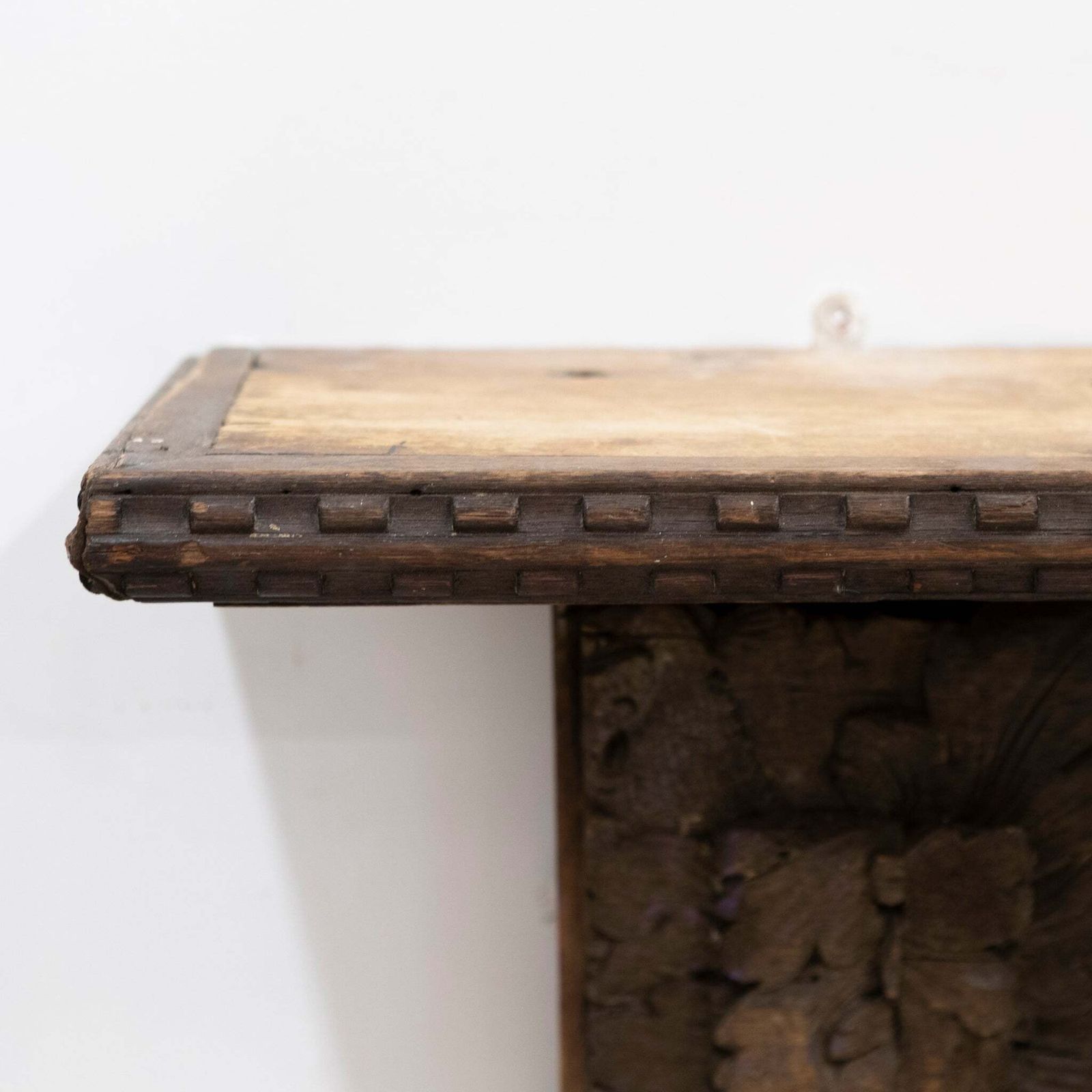 photo furniture Antique Carved Oak & Pine Jacobean Style Fireplace Surround