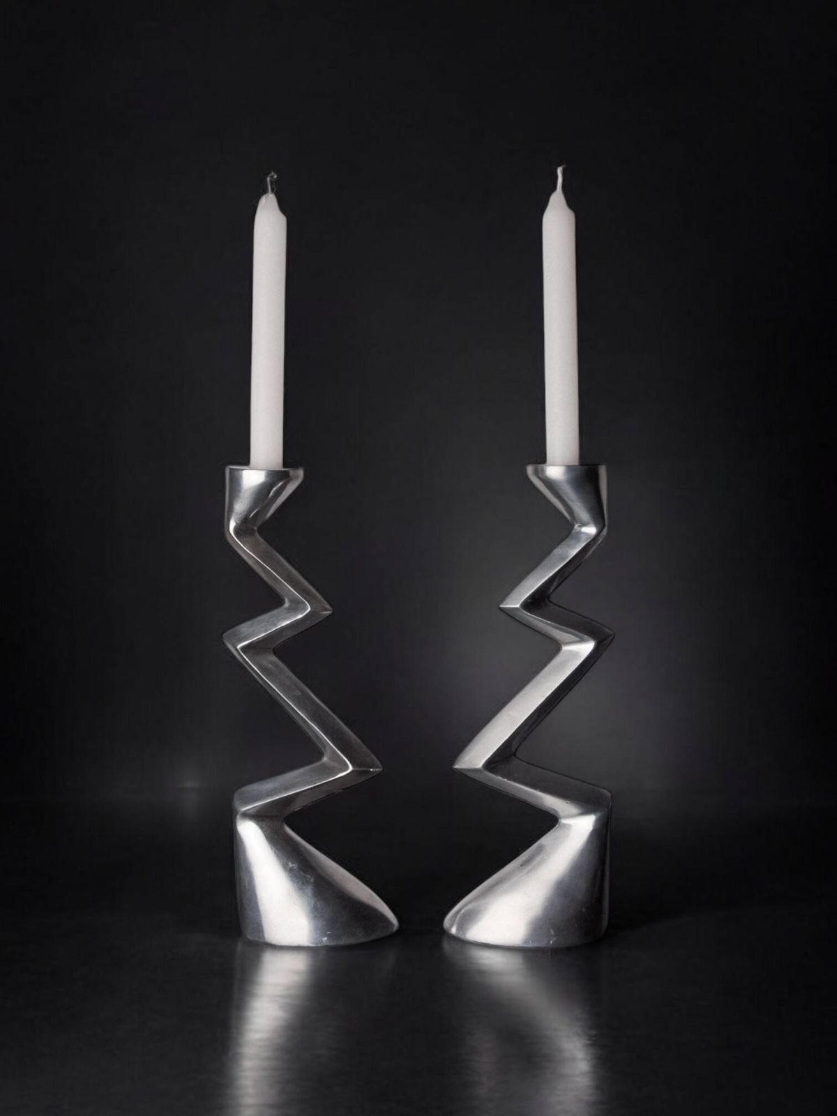 Pair Of Zigzag Candlesticks, England, 1980 photo for sale