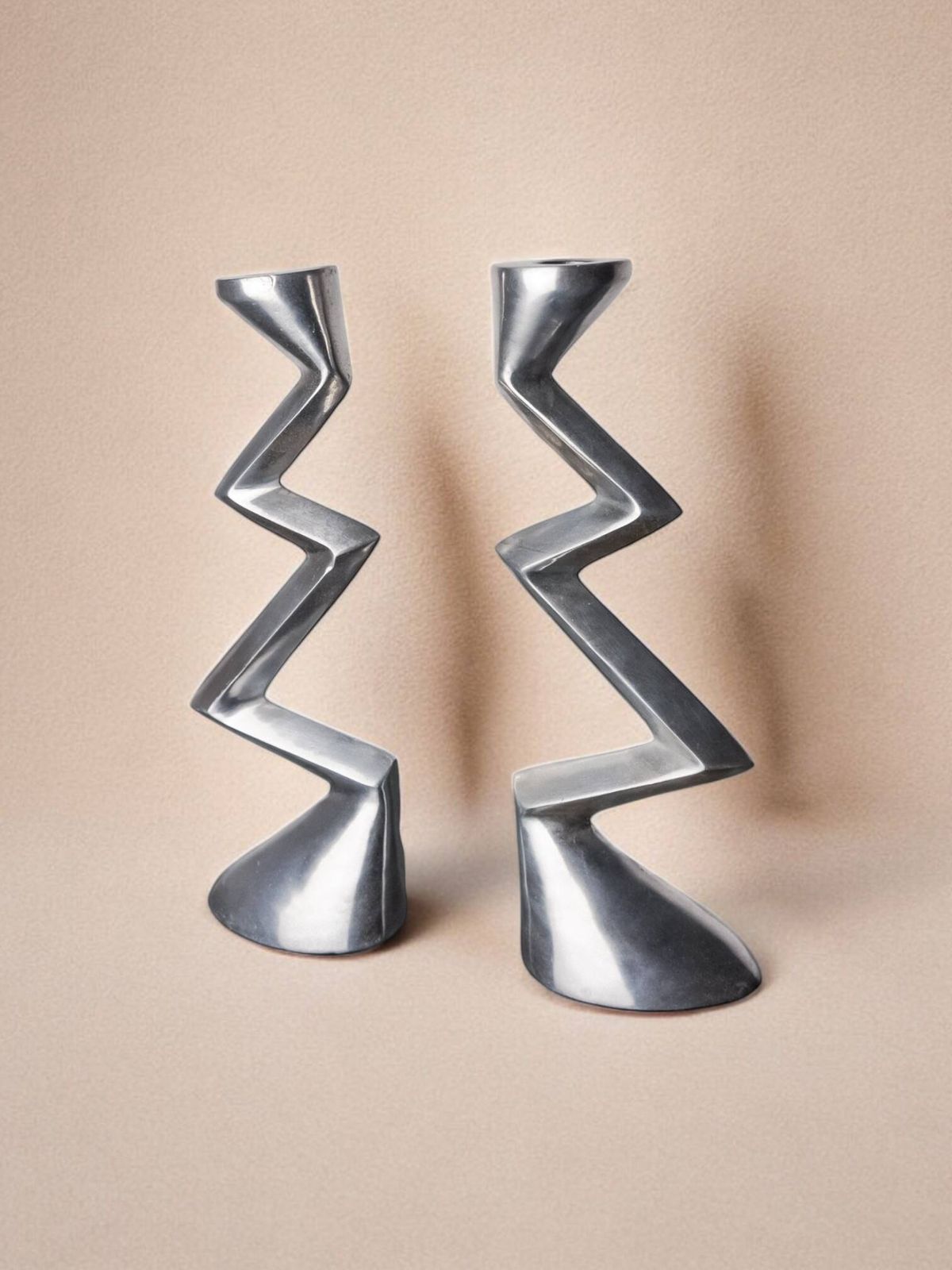 Pair Of Zigzag Candlesticks, England, 1980 photo Home Decor