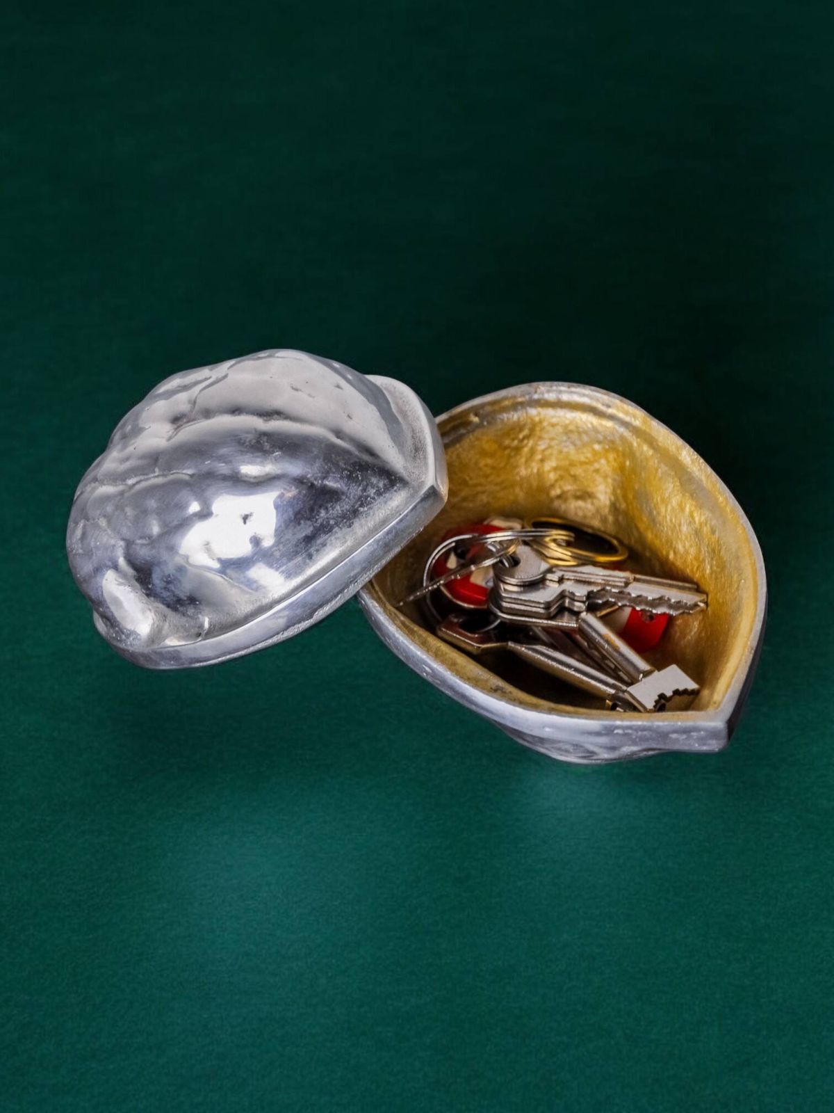 Empty Pocket, Aluminum Jewelry Box Depicting A Nut, Italy, 1980 photo Home Decor