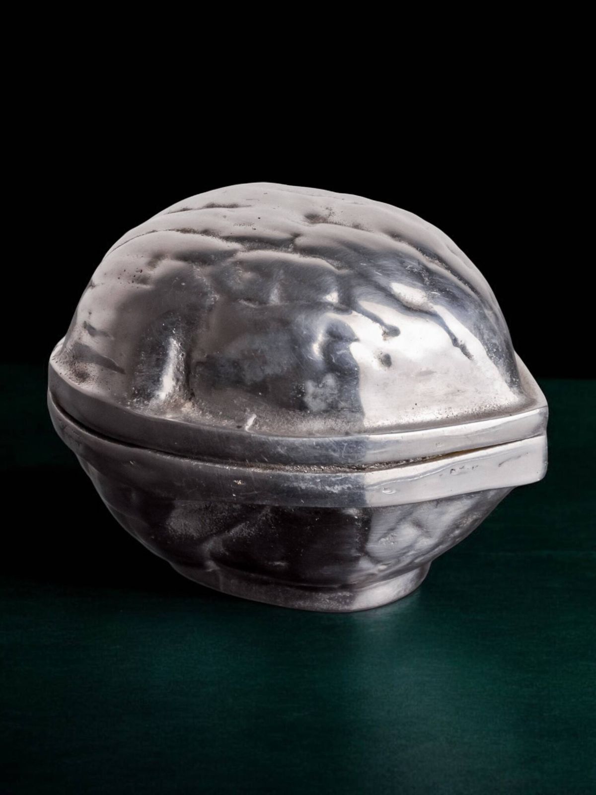 Empty Pocket, Aluminum Jewelry Box Depicting A Nut, Italy, 1980 photo 296.0