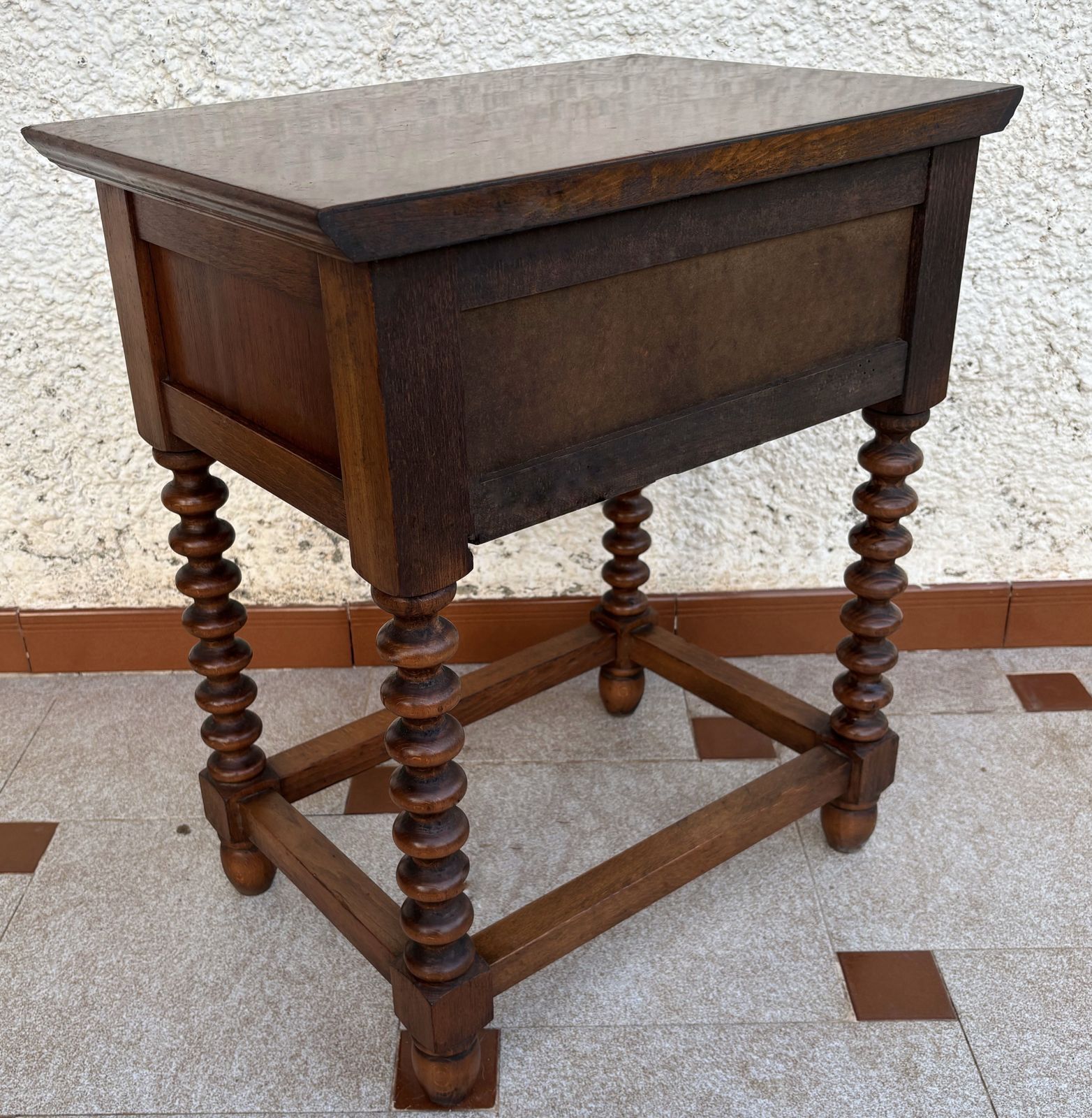 Furniture Early 20th Century Spanish Carved Wood End Table Or Nightstand With One Drawer photo