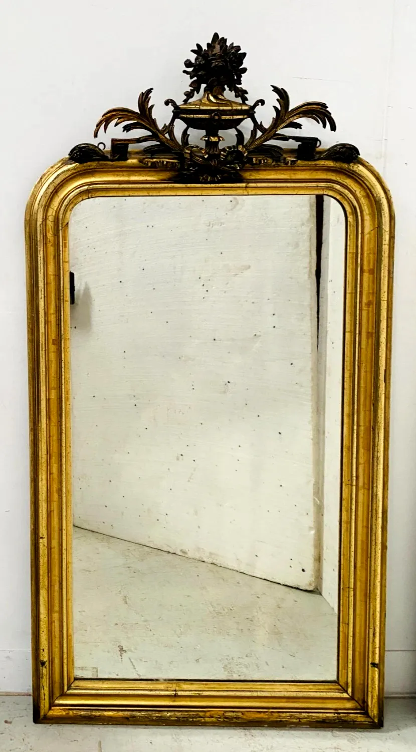 photo for sale Louis XVI Style Mirror In Wood And Gilded Stucco 19th Century