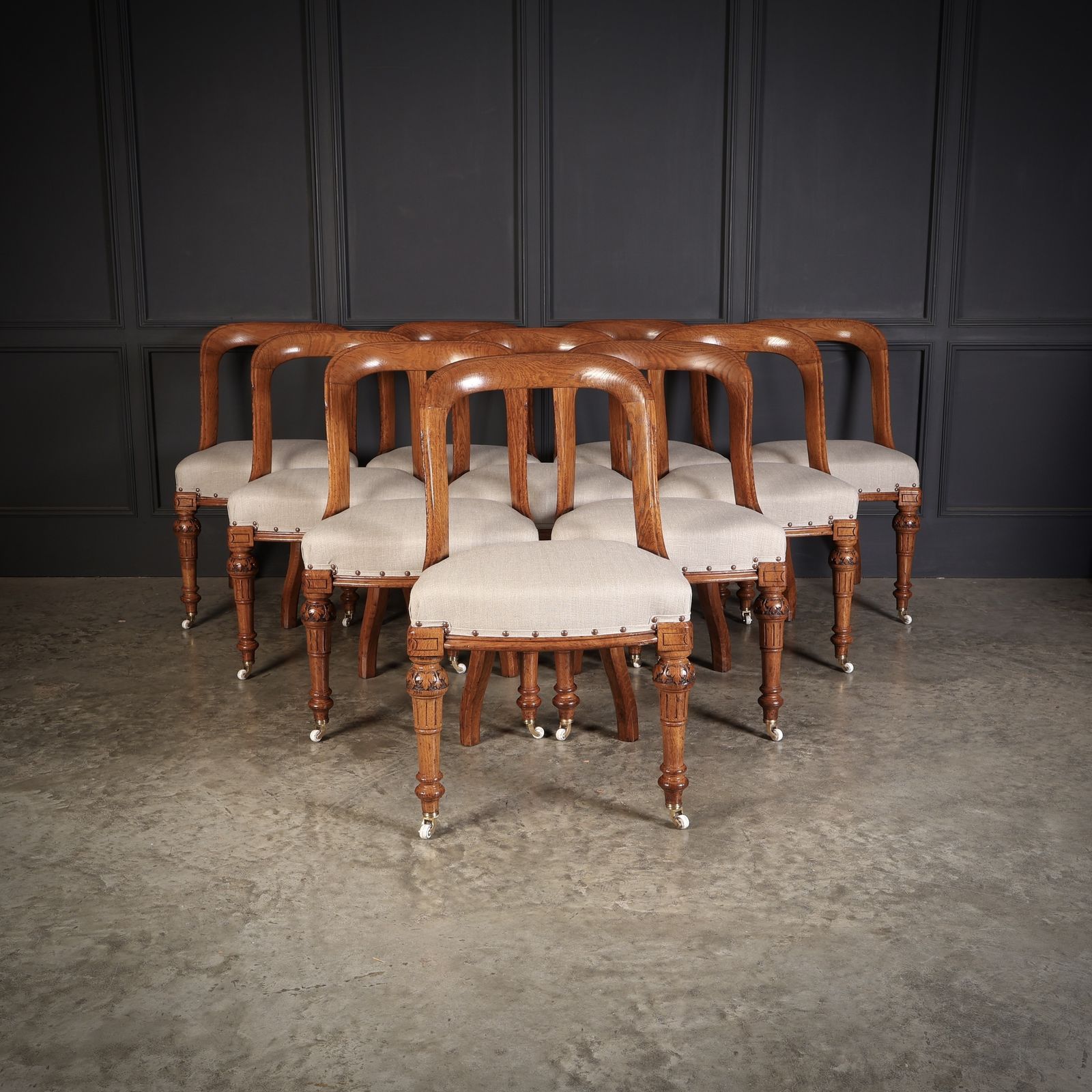 Furniture Magnificent Set Of Ten Victorian Oak Dining Chairs photo