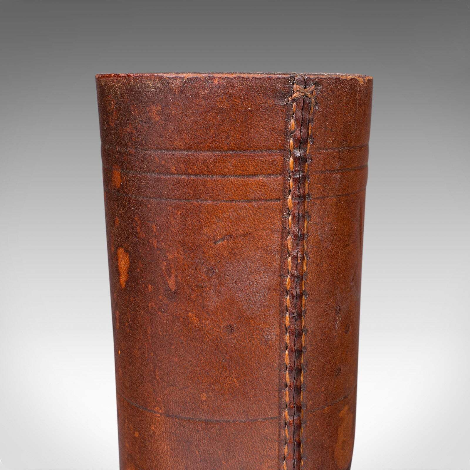 Small Antique Jacquet Dice Pot , French, Leather, Craps, Gaming Tumbler, C.1920 photo vintage