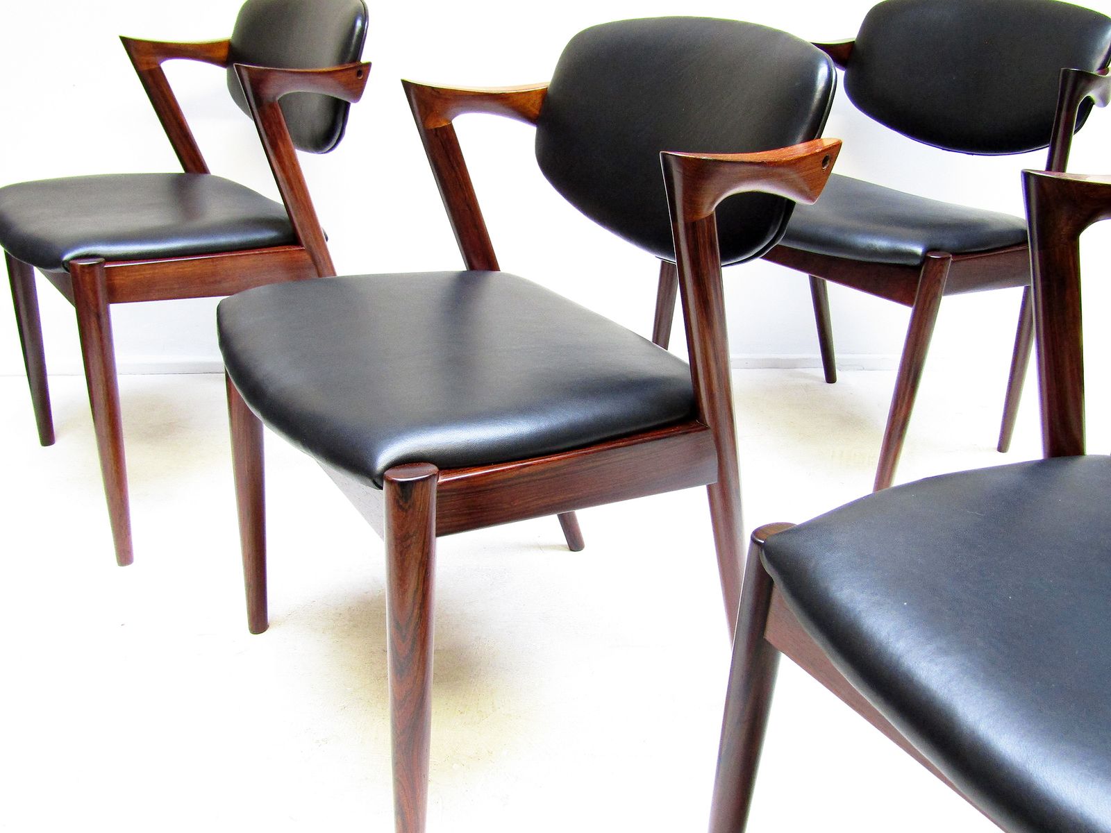 Furniture Six Danish "Model 42" Dining Chairs In Rosewood By Kai Kristiansen   Newly Re Upholstered photo