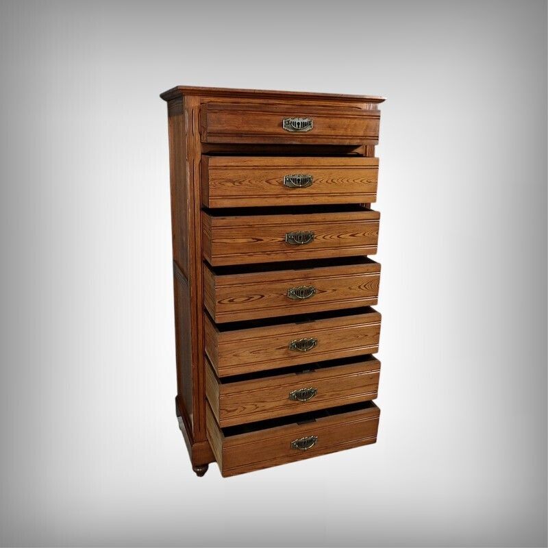 Pitch Pine Weekly Planner, Art Nouveau Period – Early 20th Century photo furniture