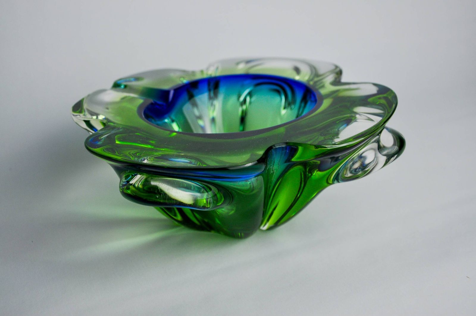Sommerso Green And Blue Pocket Emptier By Flavio Poli For Seguso, Murano Glass, Italy, 1970 photo 442.0